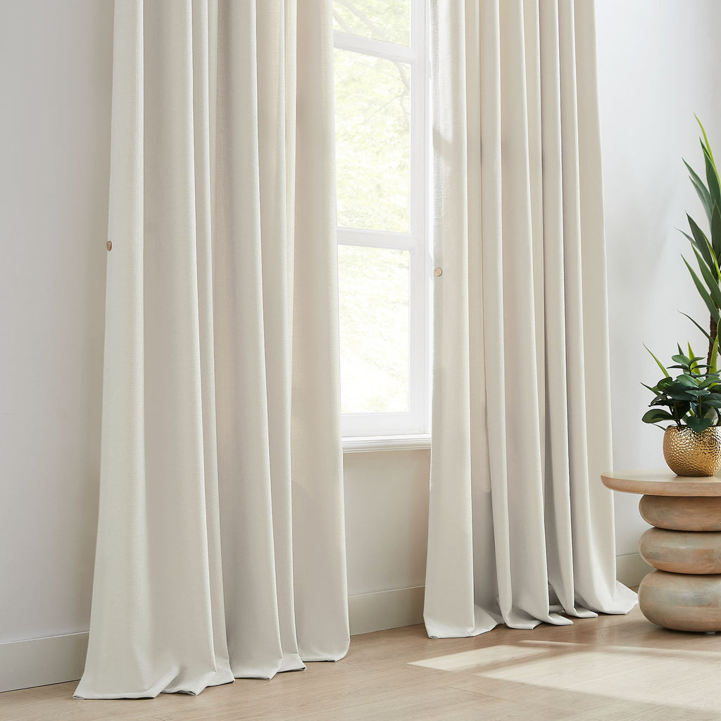 Elvonaeoly Cross Linen Texture Curtains