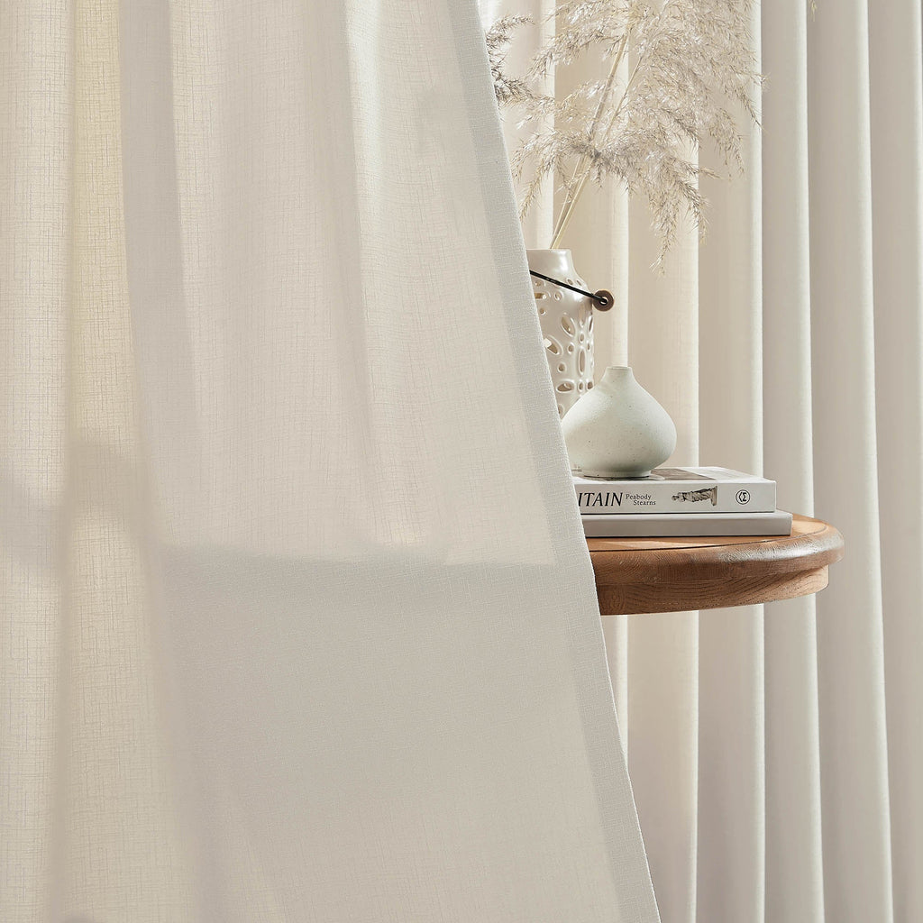 Elvonaeoly Cross Linen Texture Curtains
