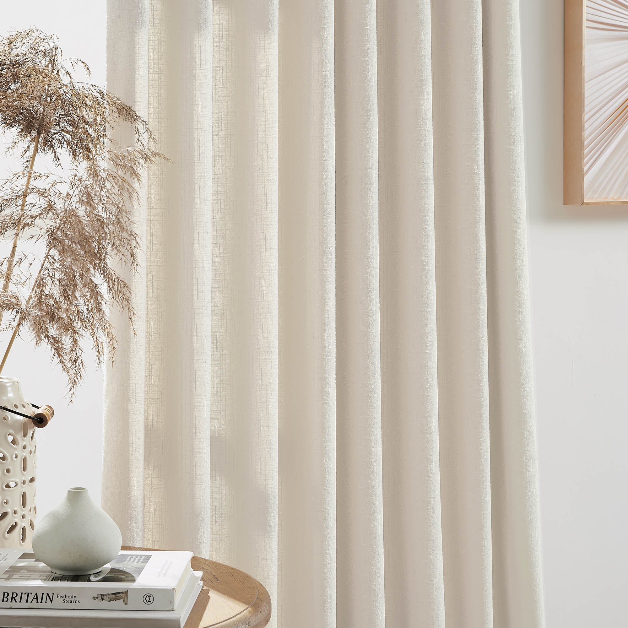 Elvonaeoly Cross Linen Texture Curtains