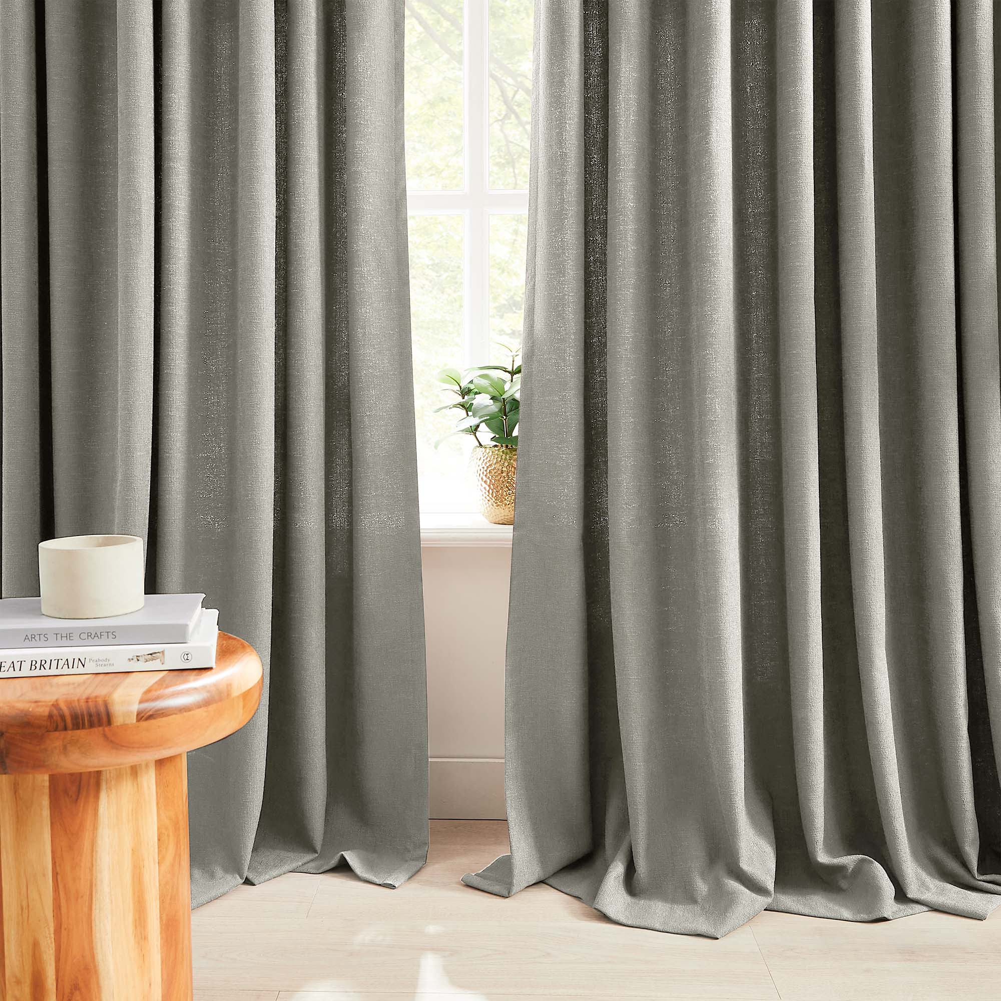 Elvonaeoly Cross Linen Texture Curtains