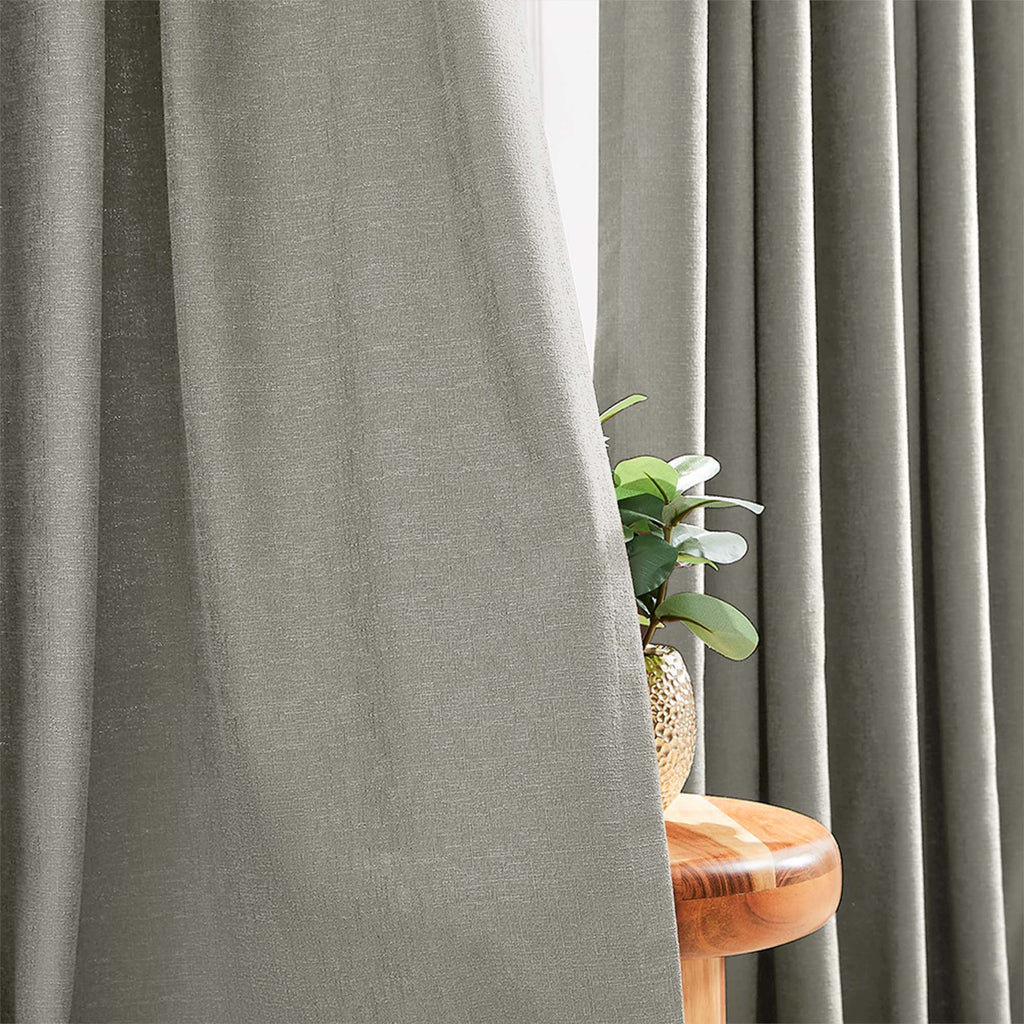 Elvonaeoly Cross Linen Texture Curtains
