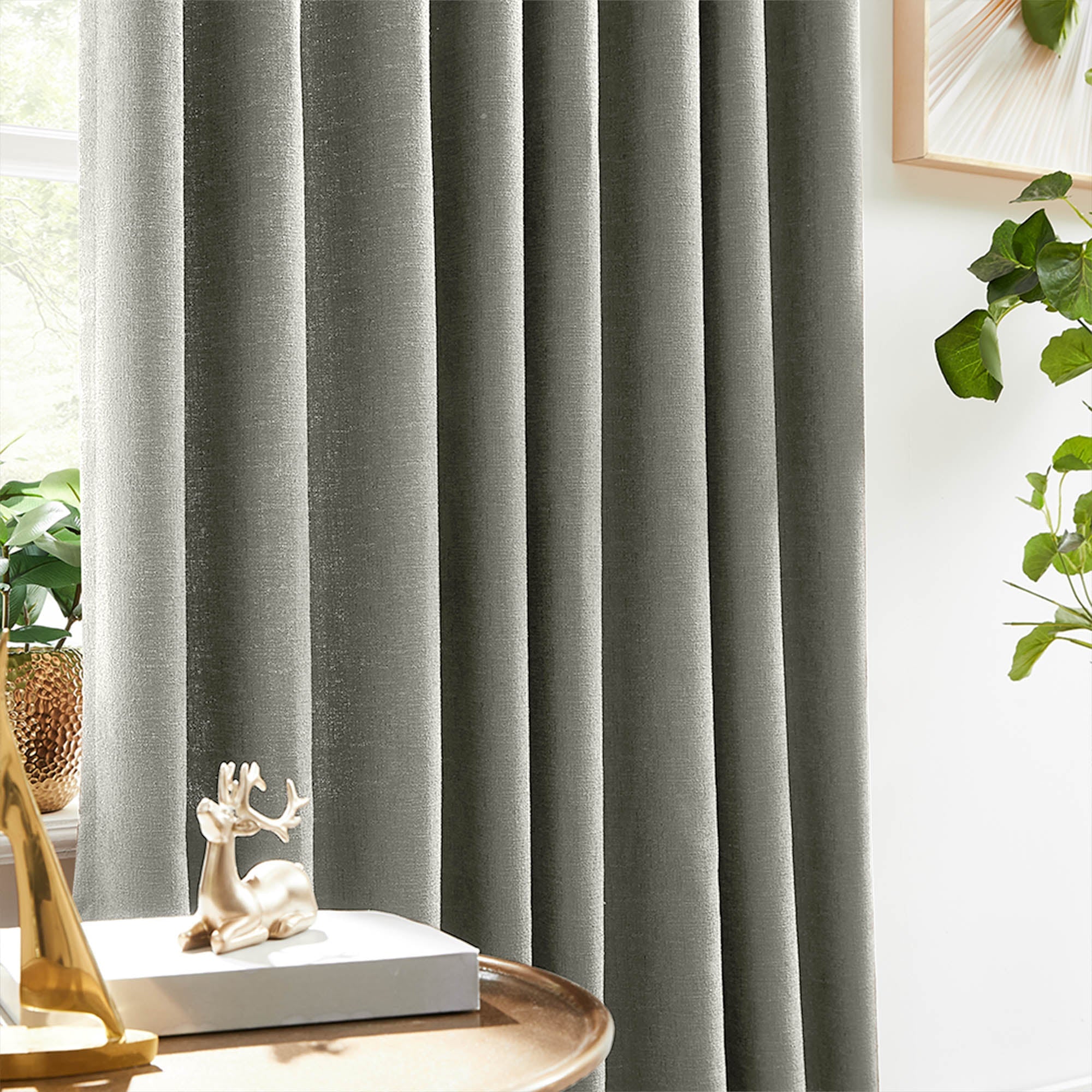 Elvonaeoly Cross Linen Texture Curtains