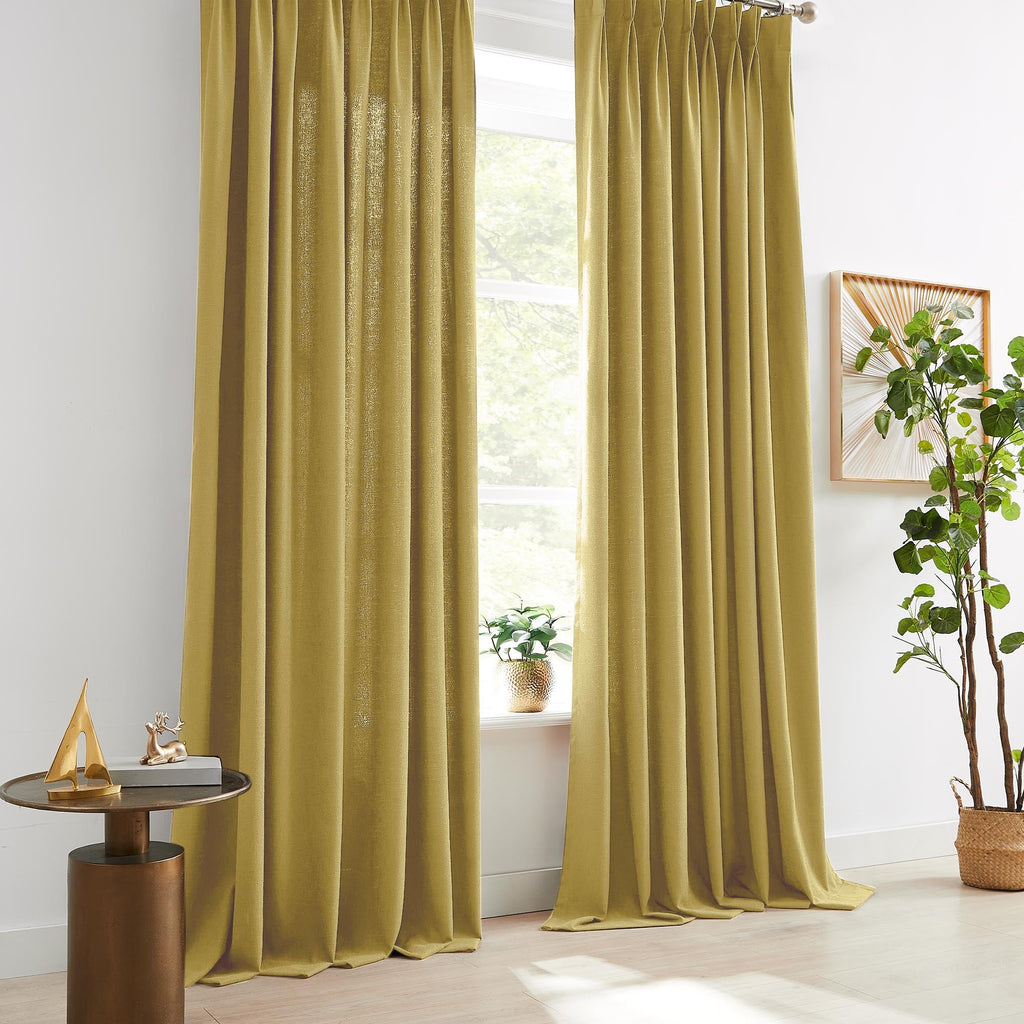 Elvonaeoly Cross Linen Texture Curtains