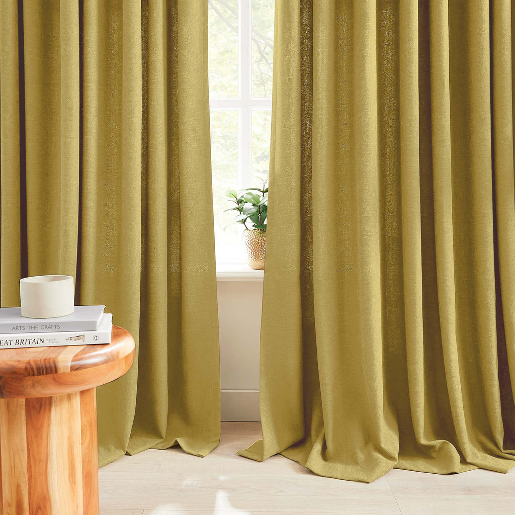 Elvonaeoly Cross Linen Texture Curtains