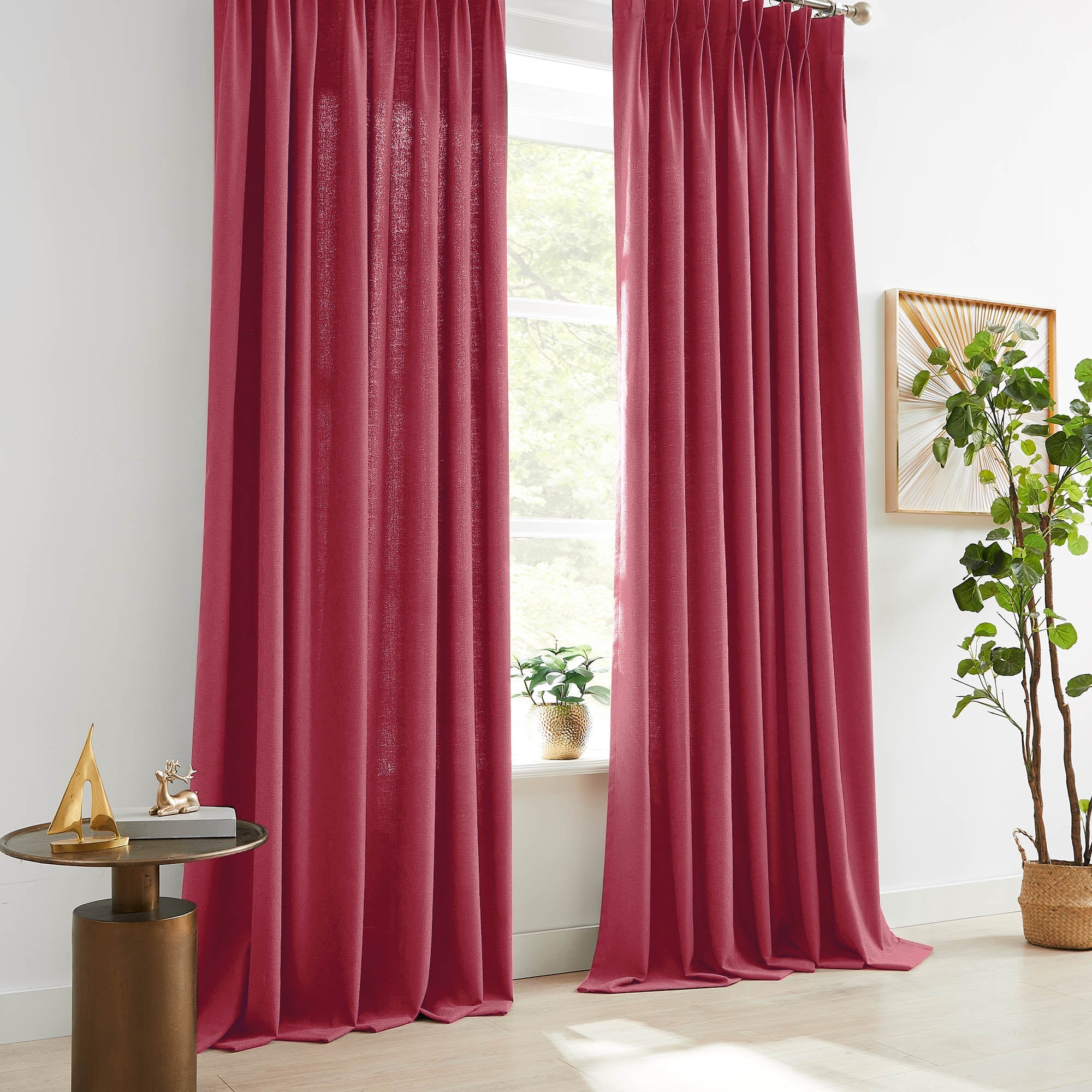 Elvonaeoly Cross Linen Texture Curtains