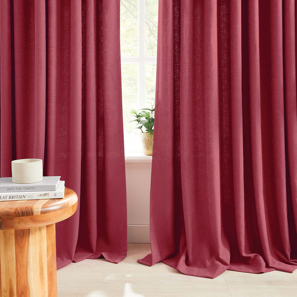 Elvonaeoly Cross Linen Texture Curtains