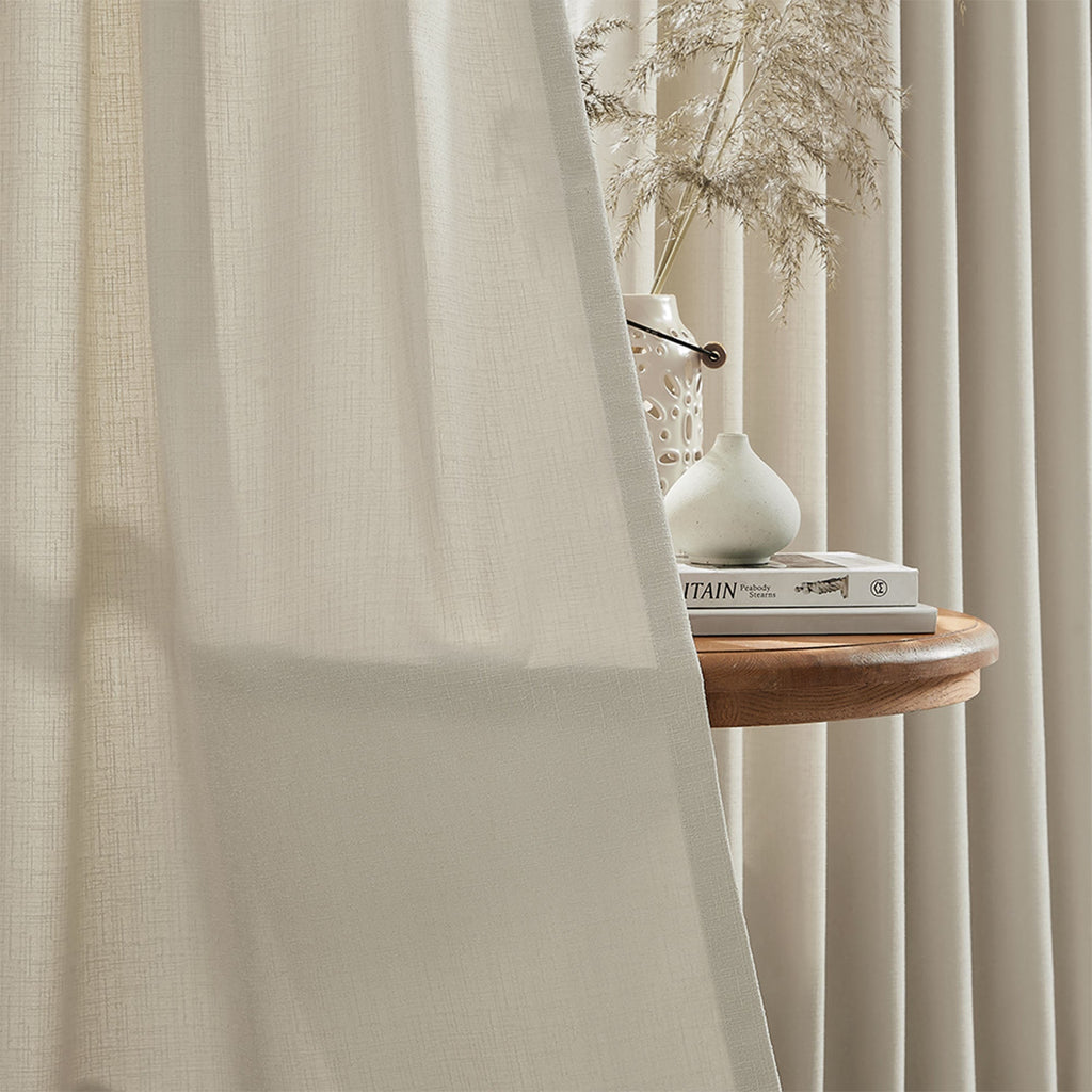 Elvonaeoly Cross Linen Texture Curtains