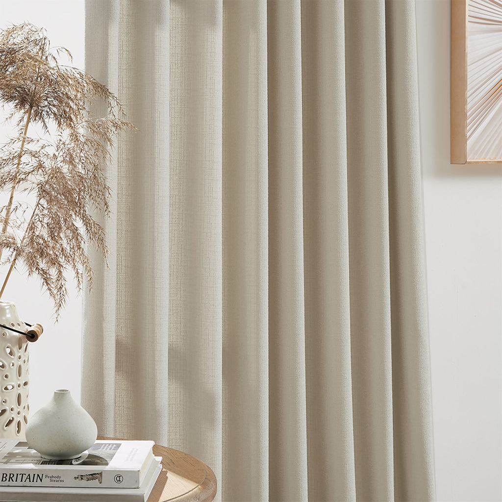 Elvonaeoly Cross Linen Texture Curtains