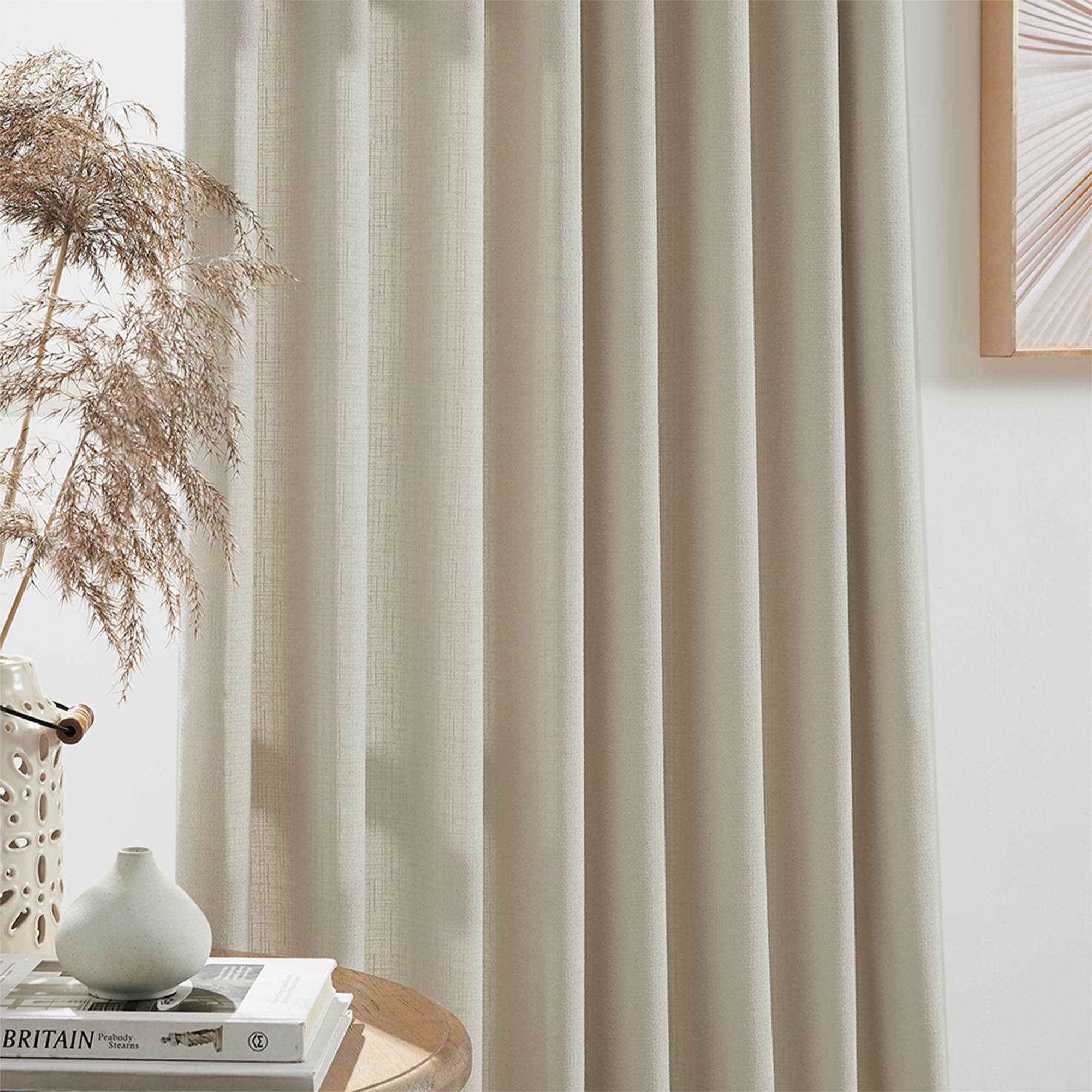 Elvonaeoly Cross Linen Texture Curtains