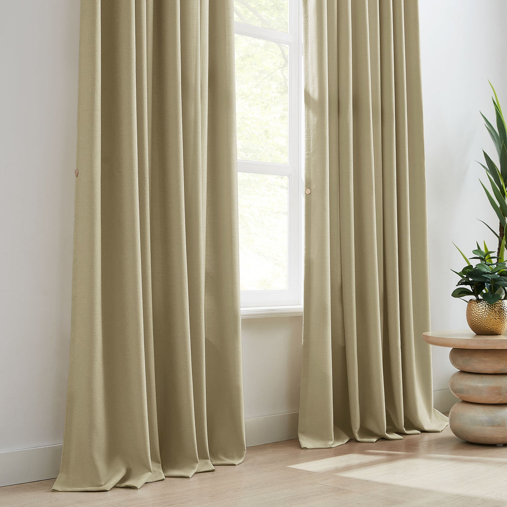 Elvonaeoly Cross Linen Texture Curtains