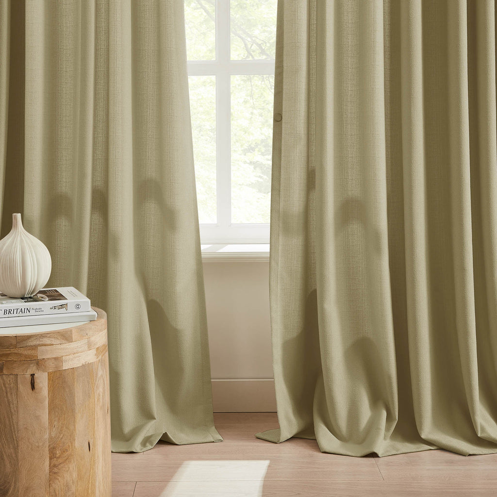 Elvonaeoly Cross Linen Texture Curtains