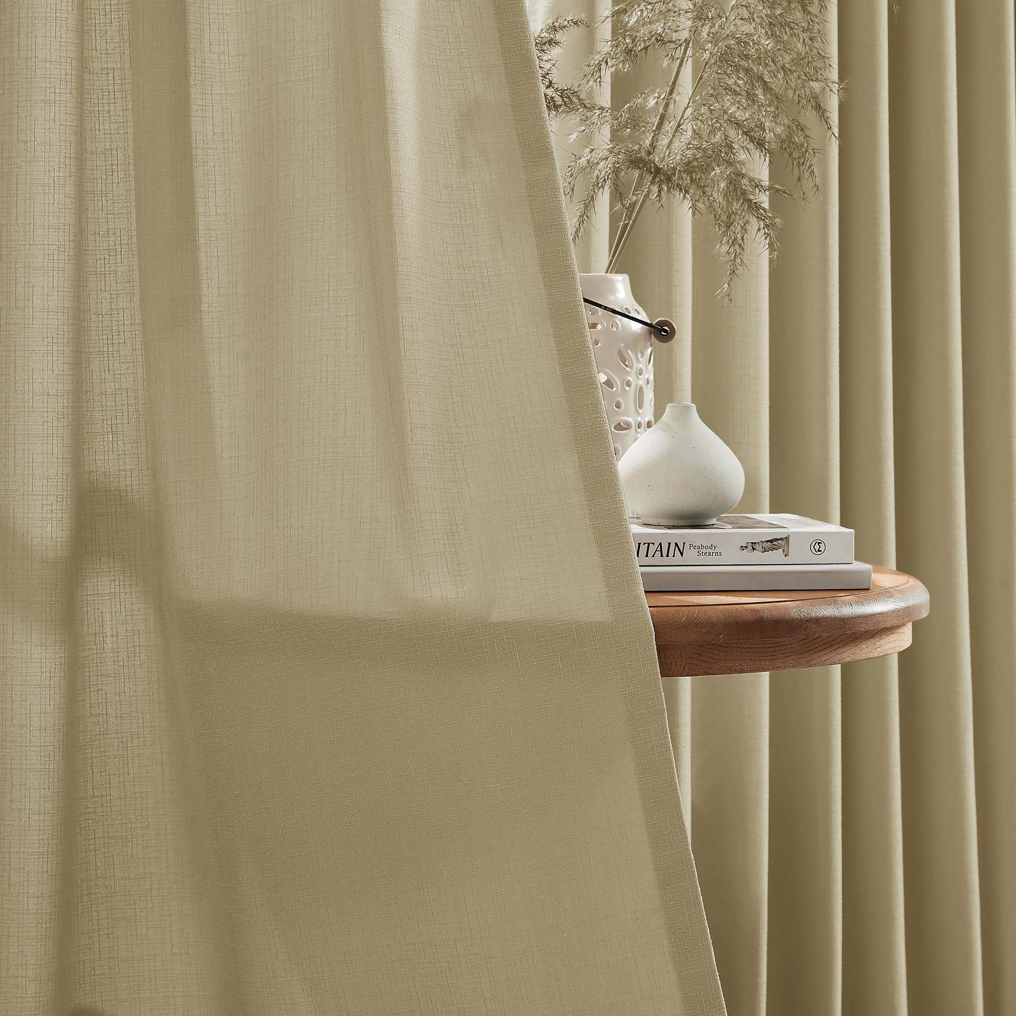 Elvonaeoly Cross Linen Texture Curtains