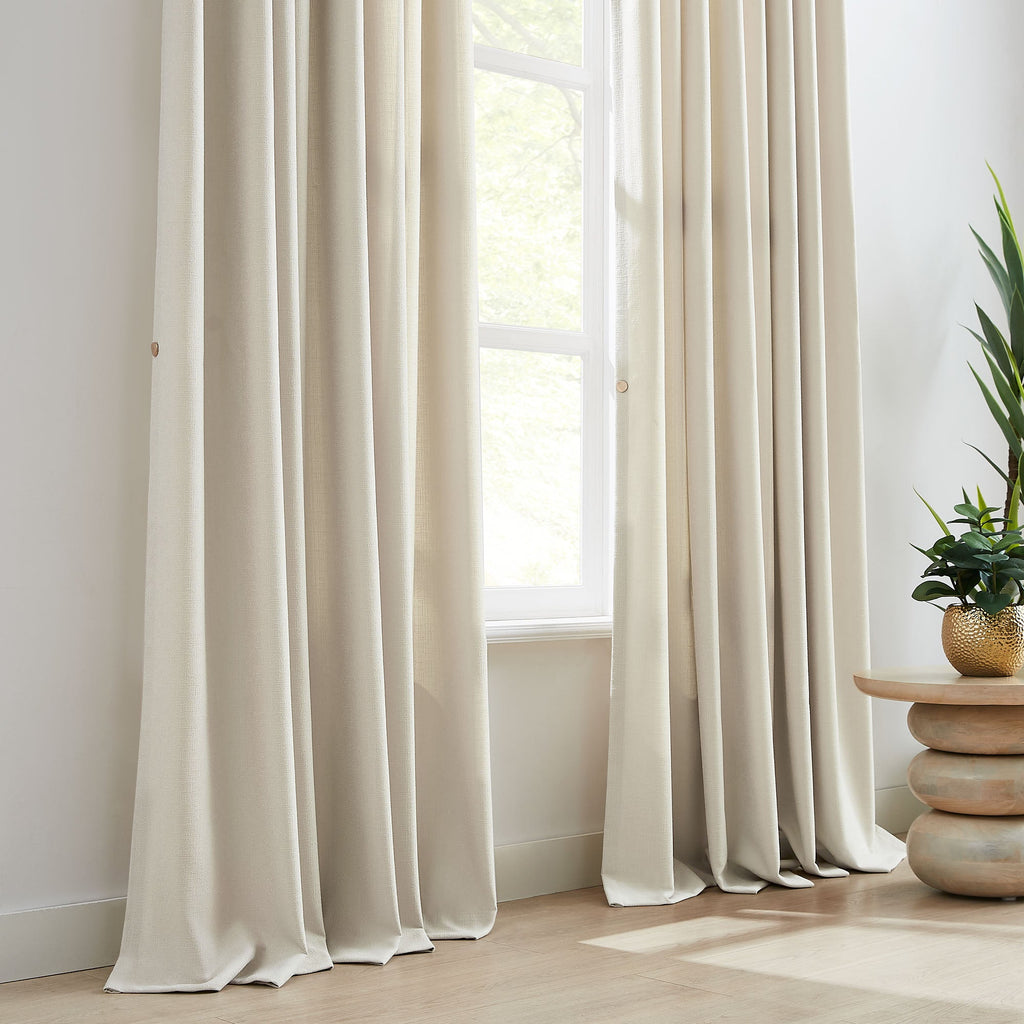 Elvonaeoly Cross Linen Texture Curtains