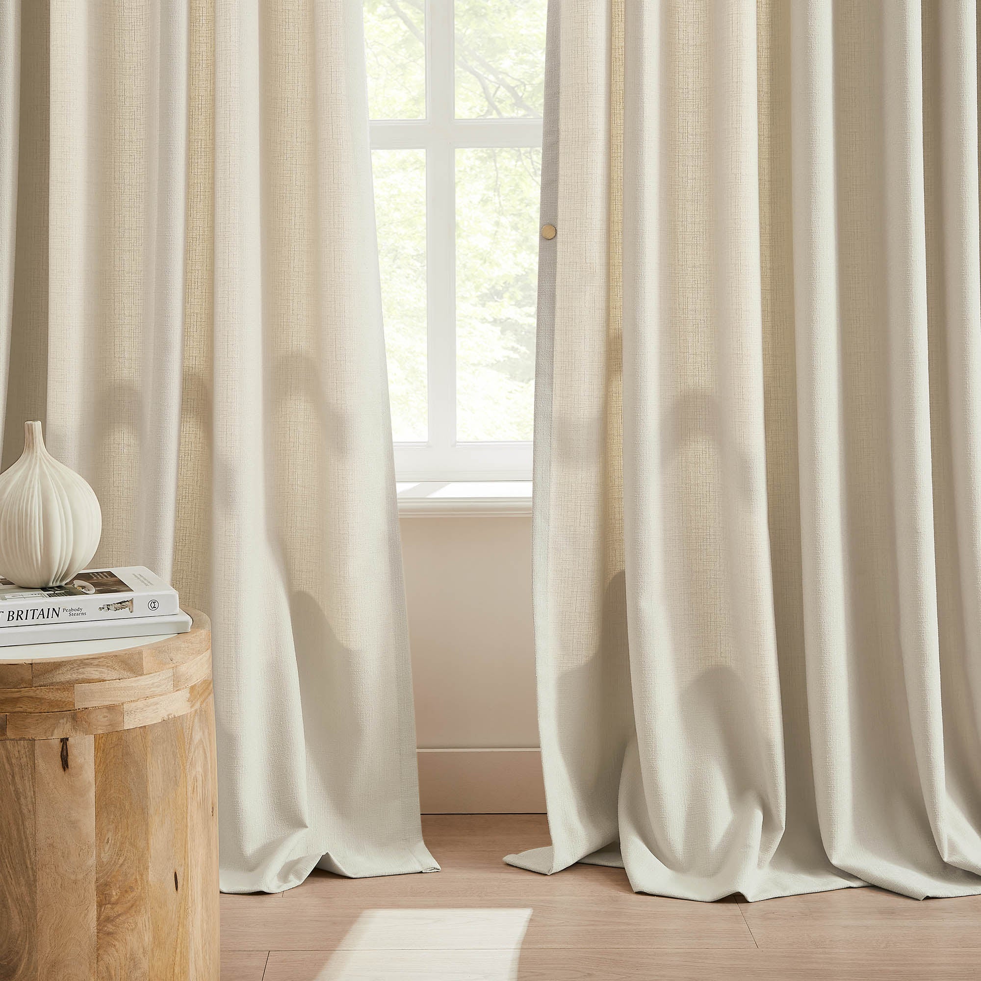 Elvonaeoly Cross Linen Texture Curtains