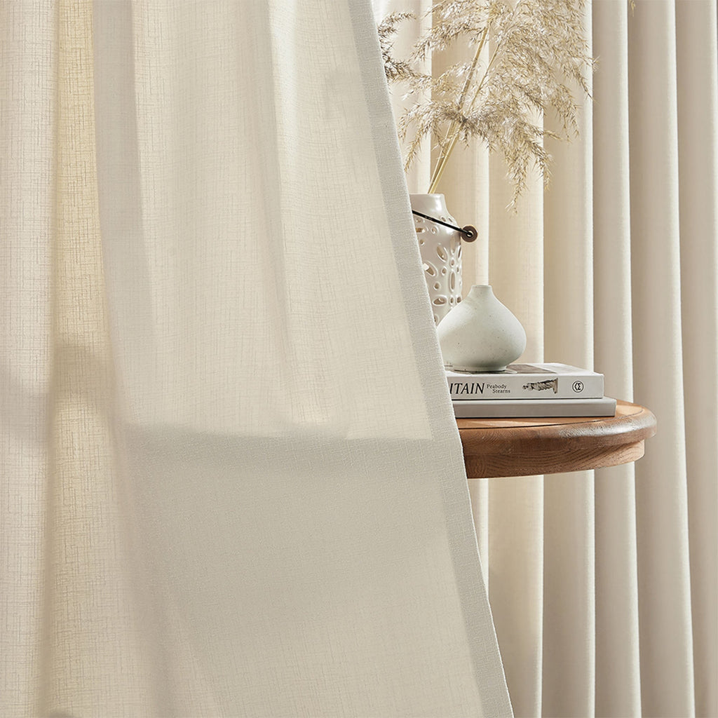 Elvonaeoly Cross Linen Texture Curtains