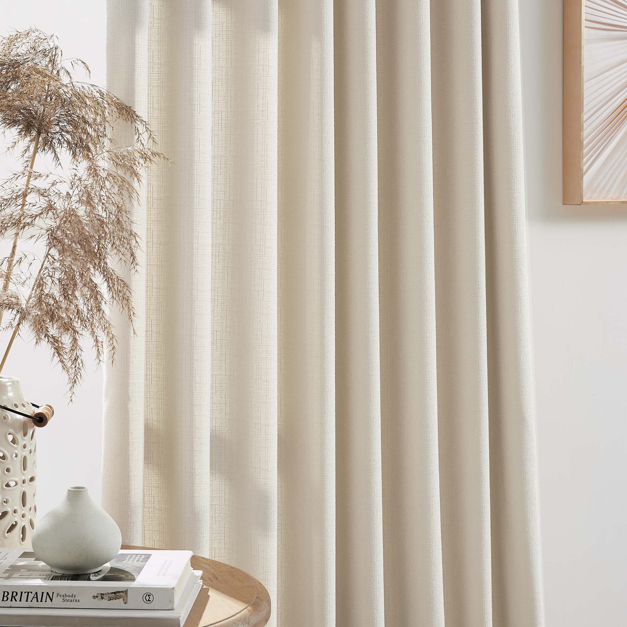 Elvonaeoly Cross Linen Texture Curtains