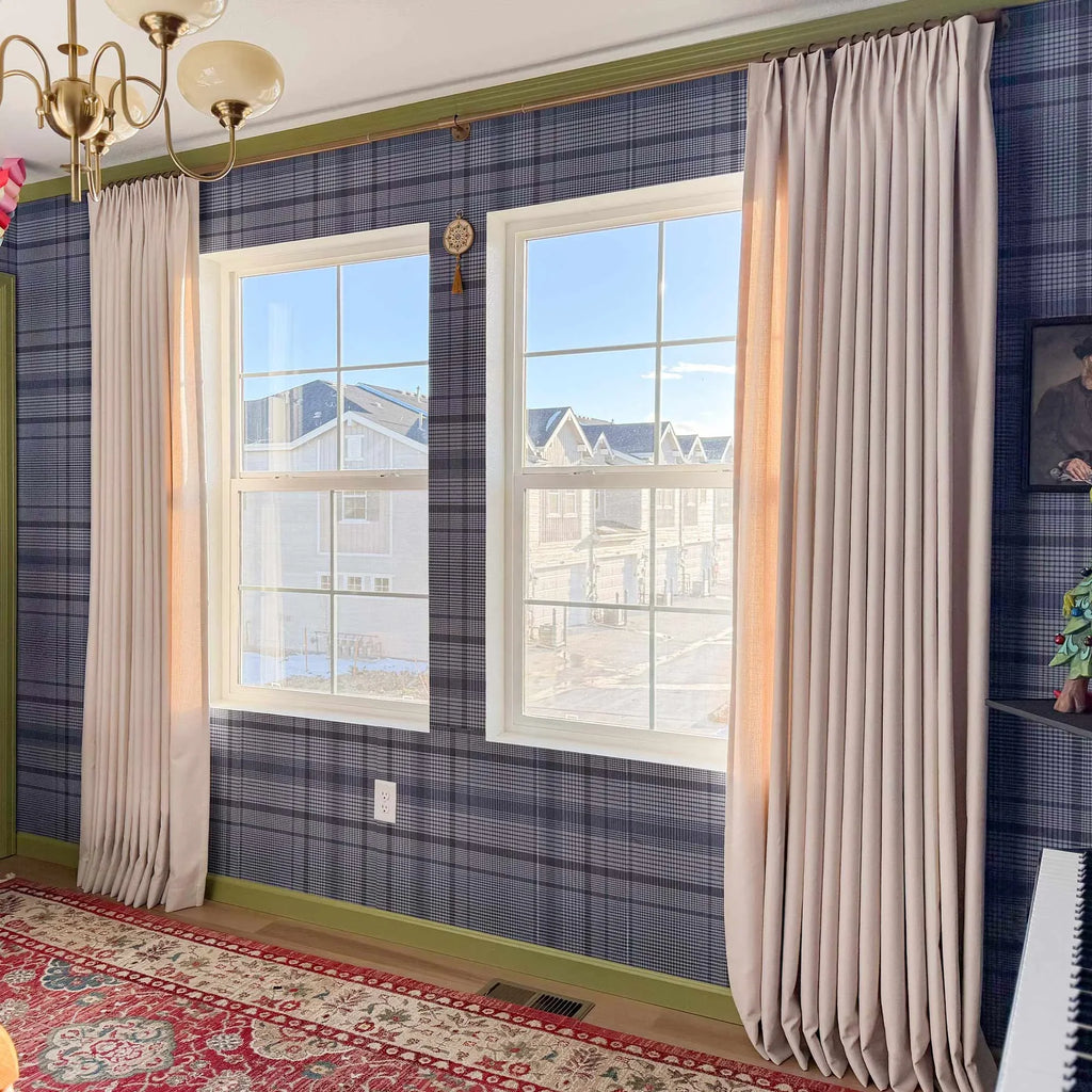 Elvonaeoly Cross Linen Texture Curtains