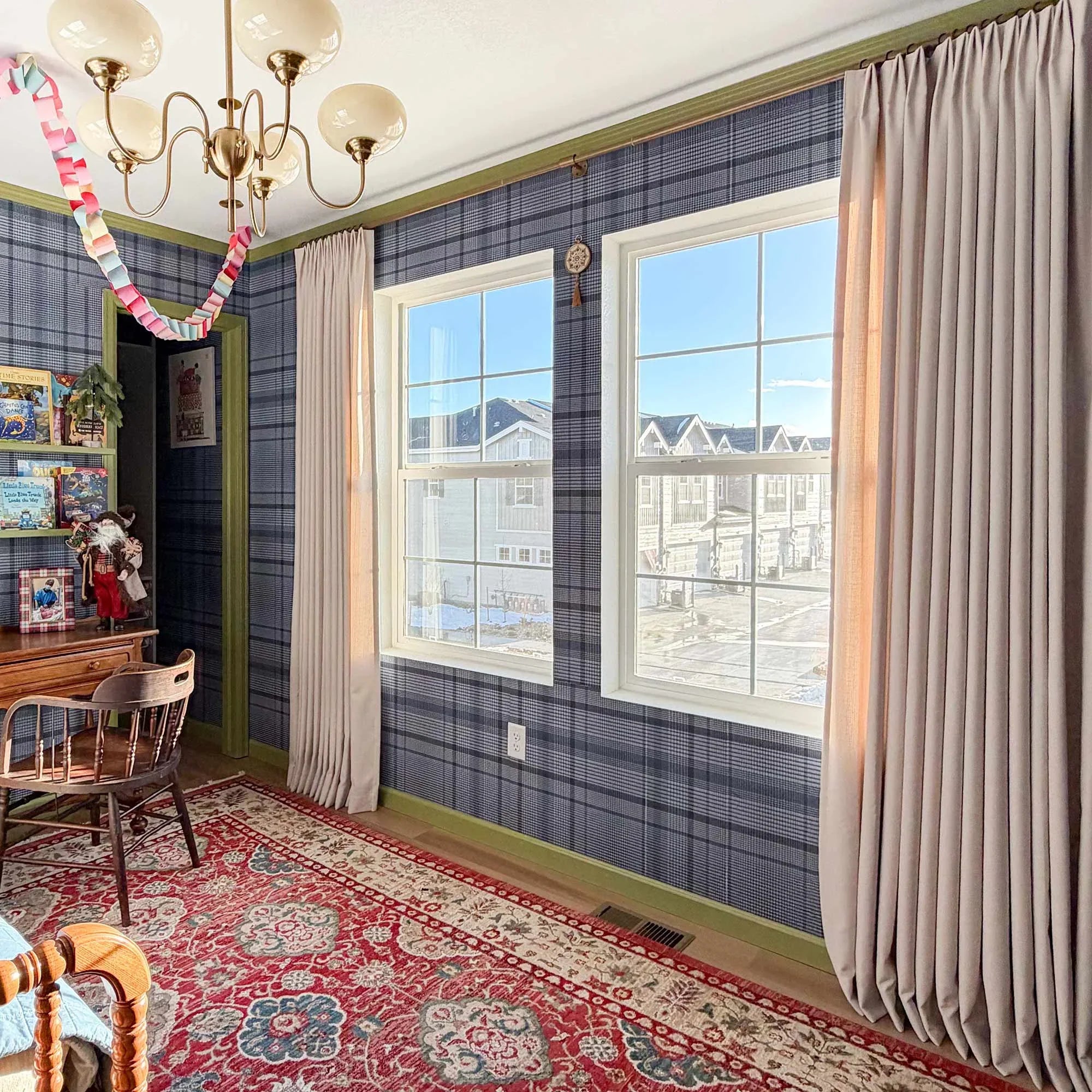 Elvonaeoly Cross Linen Texture Curtains