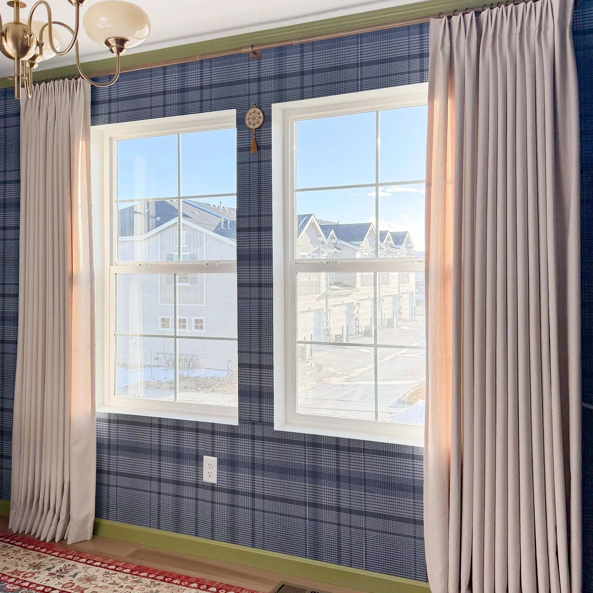 Elvonaeoly Cross Linen Texture Curtains