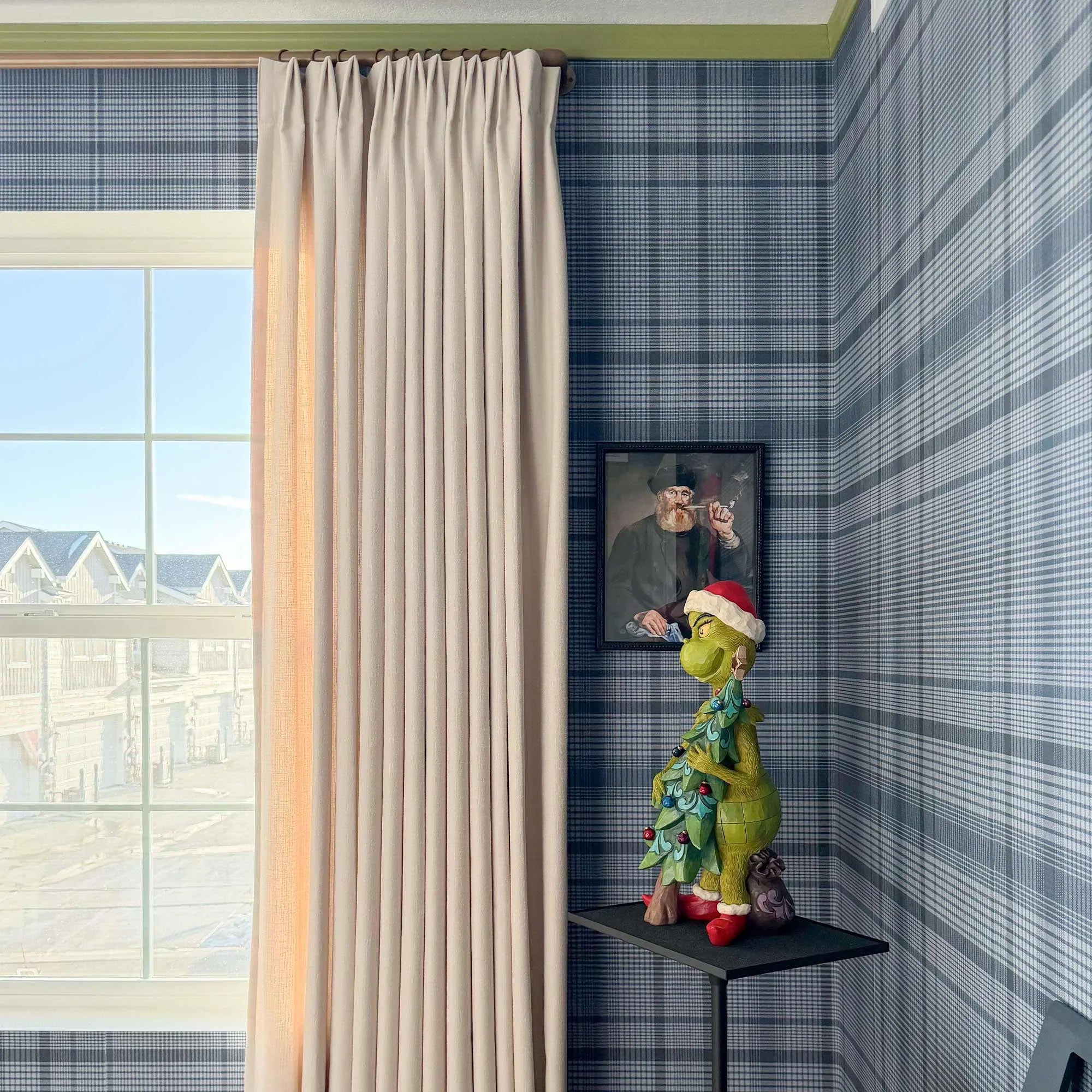 Elvonaeoly Cross Linen Texture Curtains
