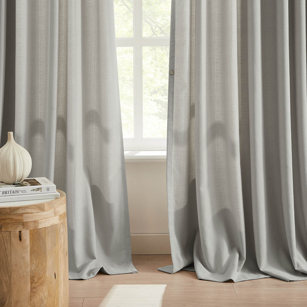 Elvonaeoly Cross Linen Texture Curtains