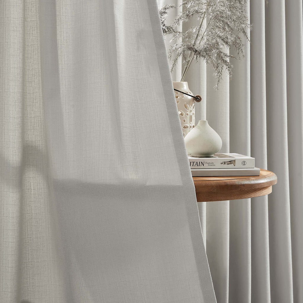 Elvonaeoly Cross Linen Texture Curtains