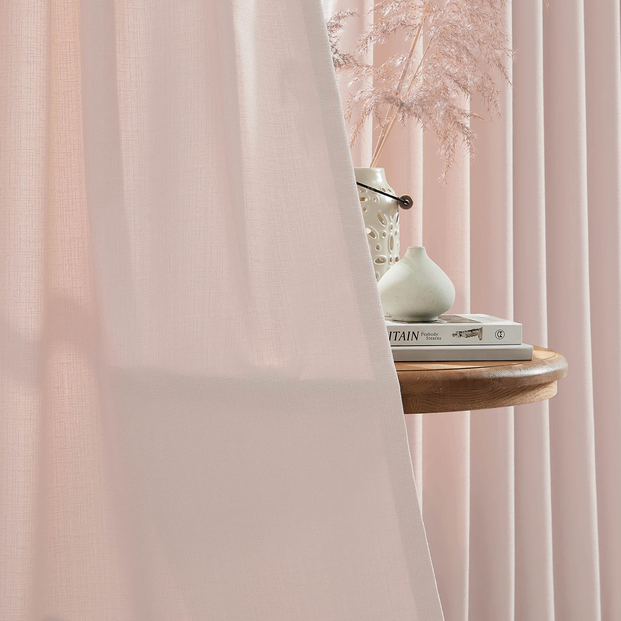 Elvonaeoly Cross Linen Texture Curtains