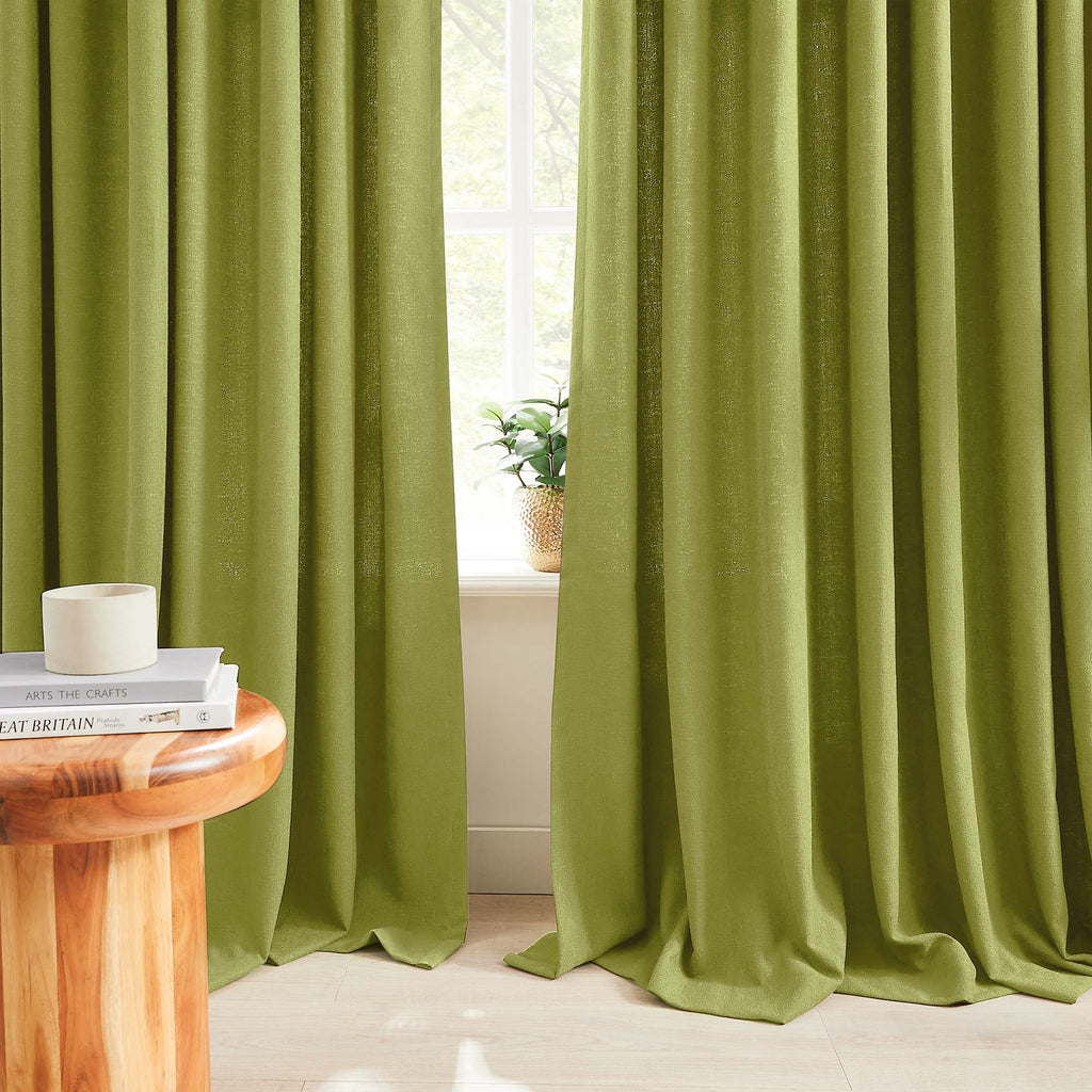 Elvonaeoly Cross Linen Texture Curtains