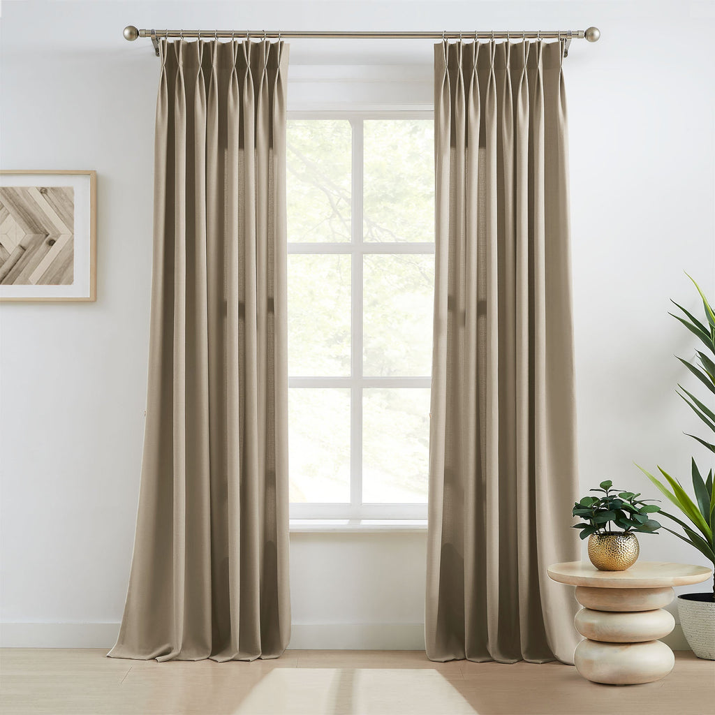 Elvonaeoly Cross Linen Texture Curtains