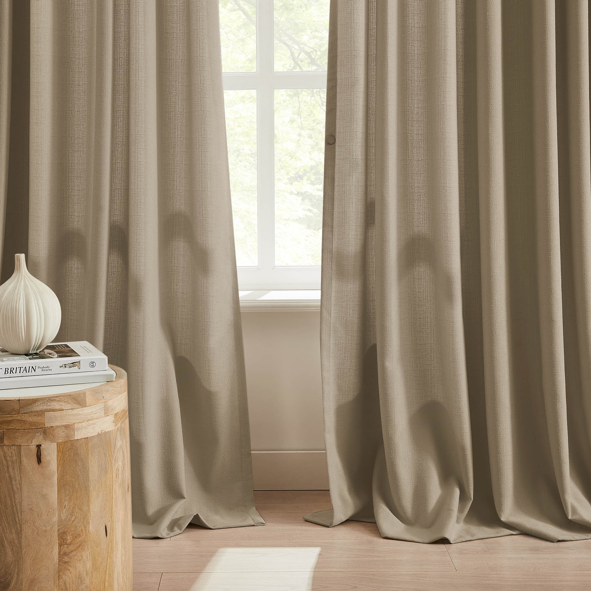Elvonaeoly Cross Linen Texture Curtains