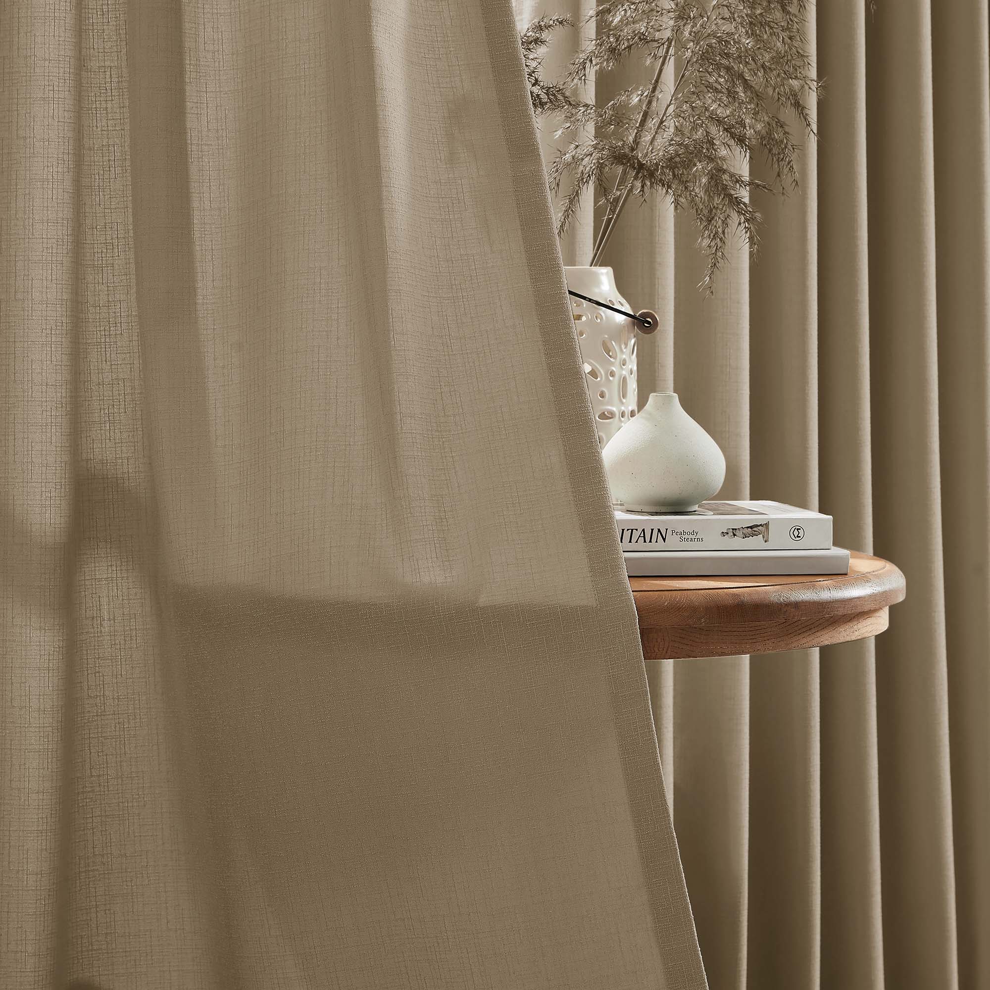 Elvonaeoly Cross Linen Texture Curtains