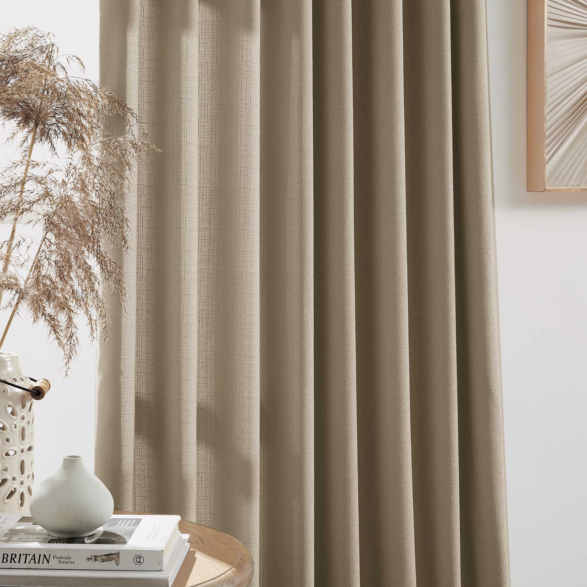 Elvonaeoly Cross Linen Texture Curtains