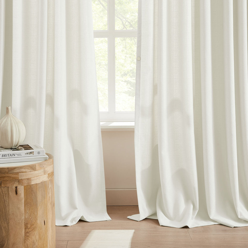 Elvonaeoly Cross Linen Texture Curtains