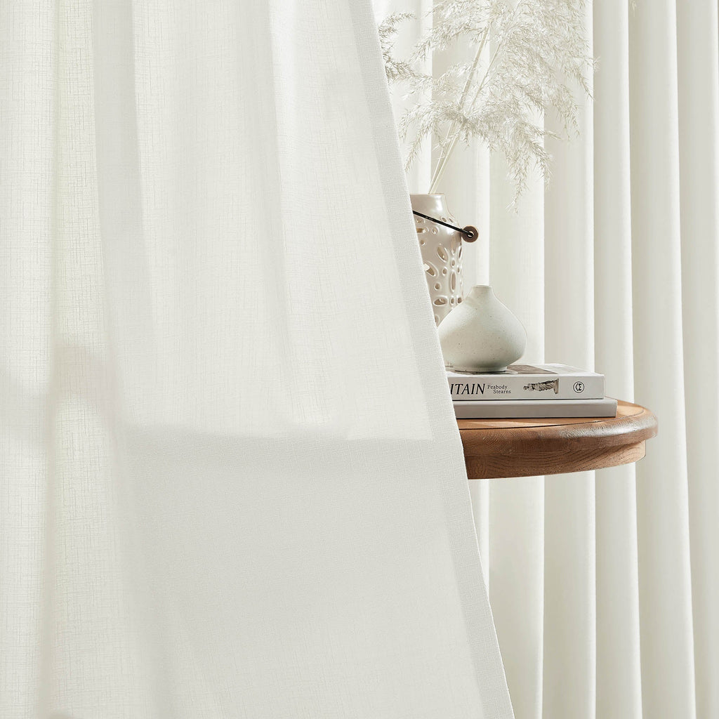 Elvonaeoly Cross Linen Texture Curtains