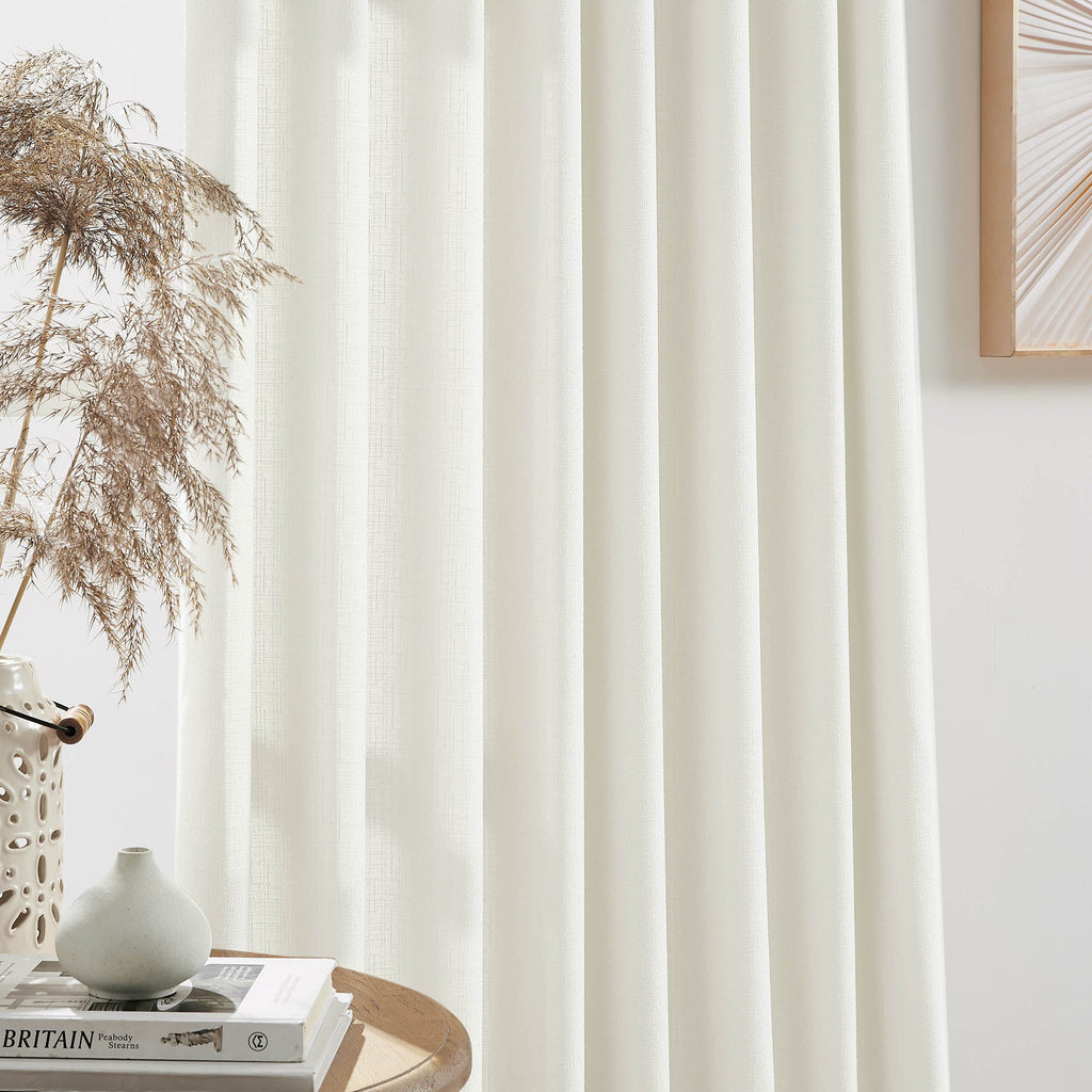 Elvonaeoly Cross Linen Texture Curtains