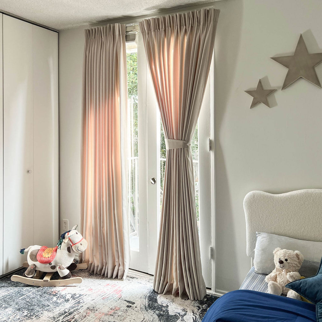 Elvonaeoly Cross Linen Texture Curtains