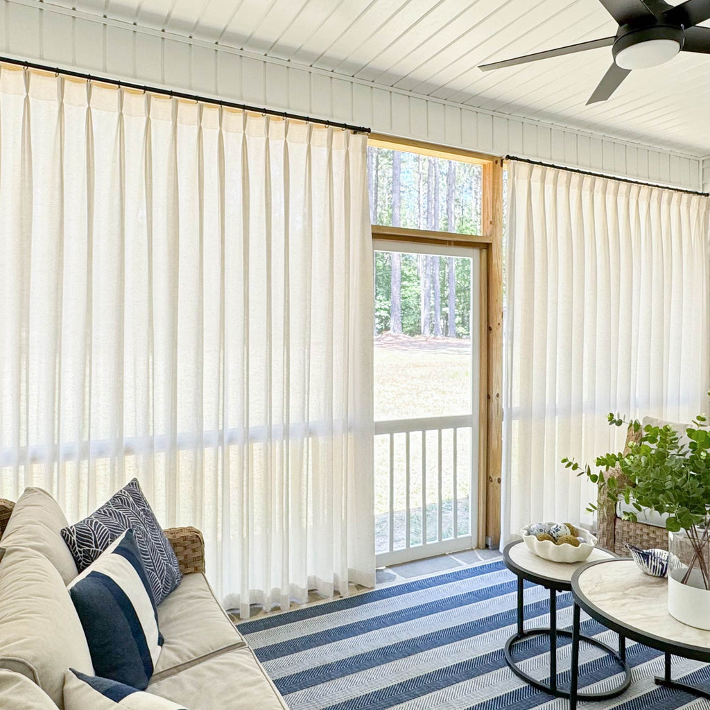 Elvonaeoly Cotton Linen Semi Sheer Curtains