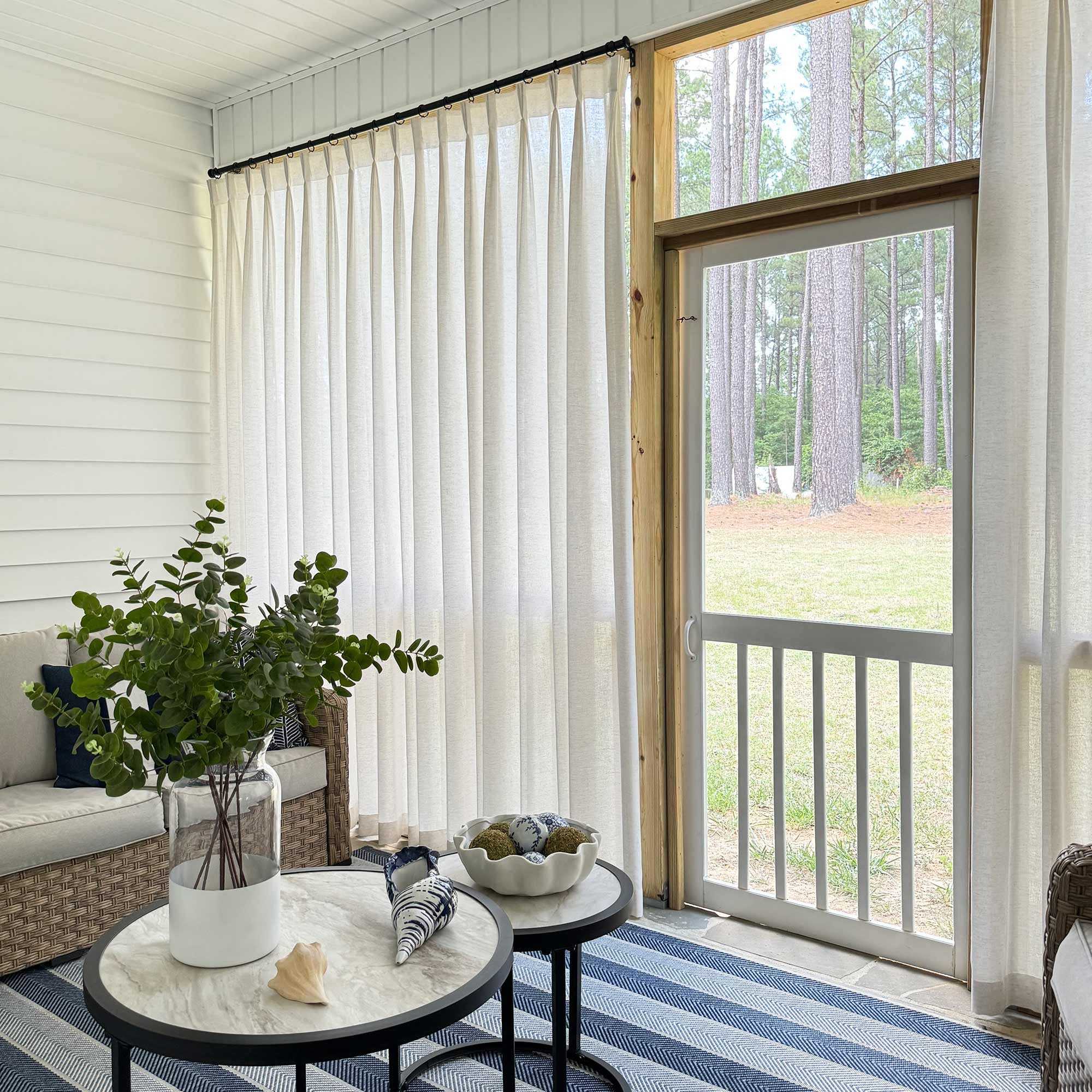Elvonaeoly Cotton Linen Semi Sheer Curtains