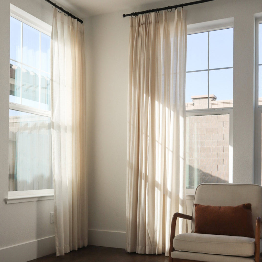 Elvonaeoly Cotton Linen Semi Sheer Curtains