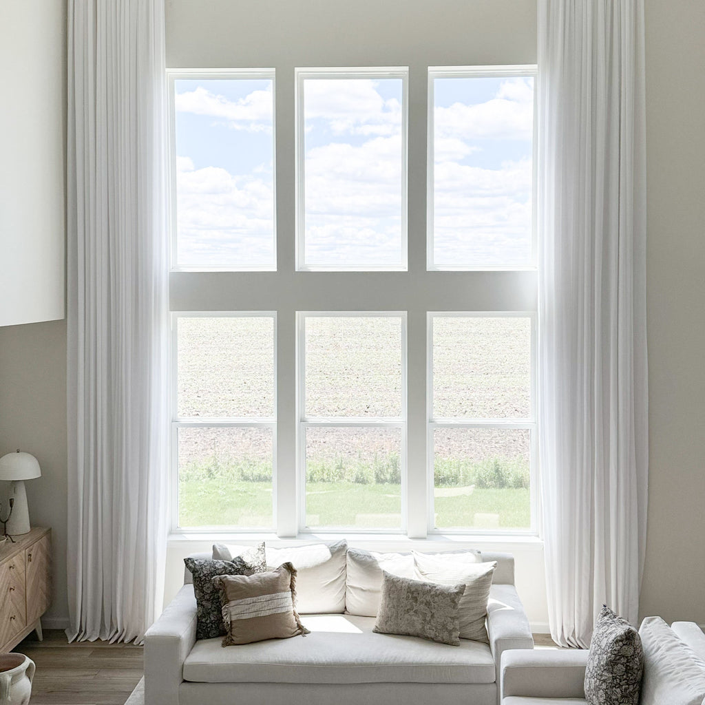 Elvonaeoly Cotton Linen Semi Sheer Curtains