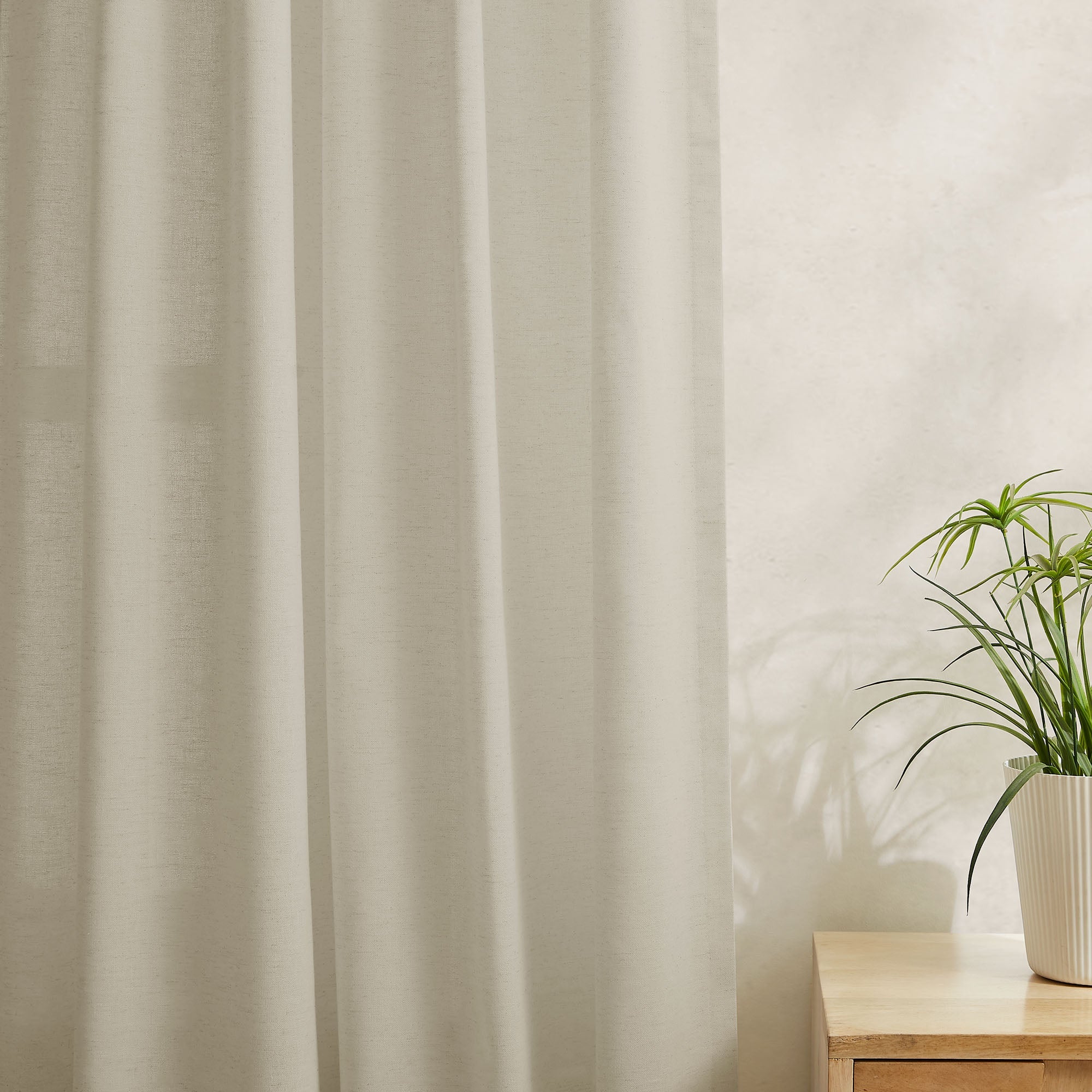 Elvonaeoly Cotton Linen Semi Sheer Curtains