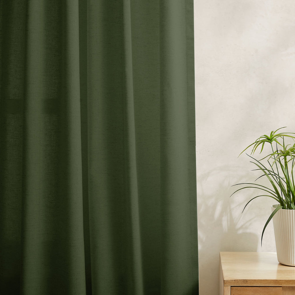 Elvonaeoly Cotton Linen Semi Sheer Curtains