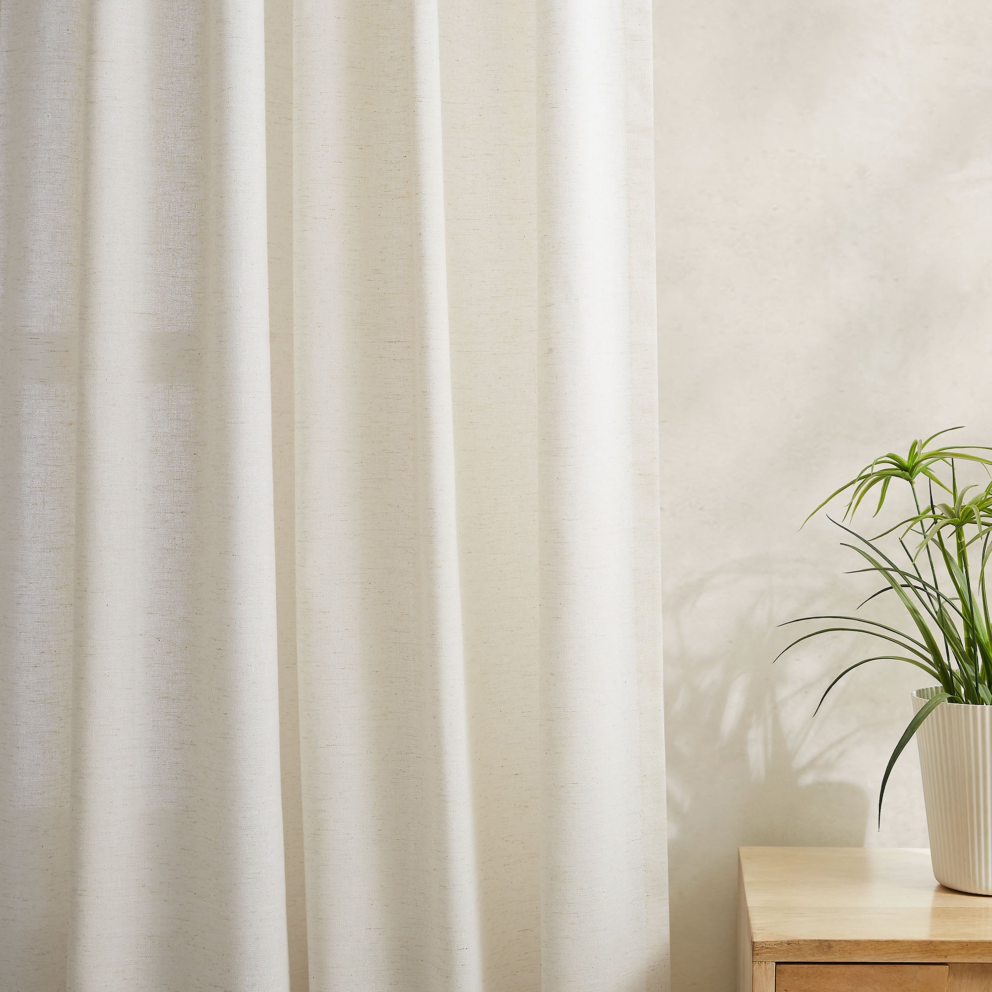 Elvonaeoly Cotton Linen Semi Sheer Curtains