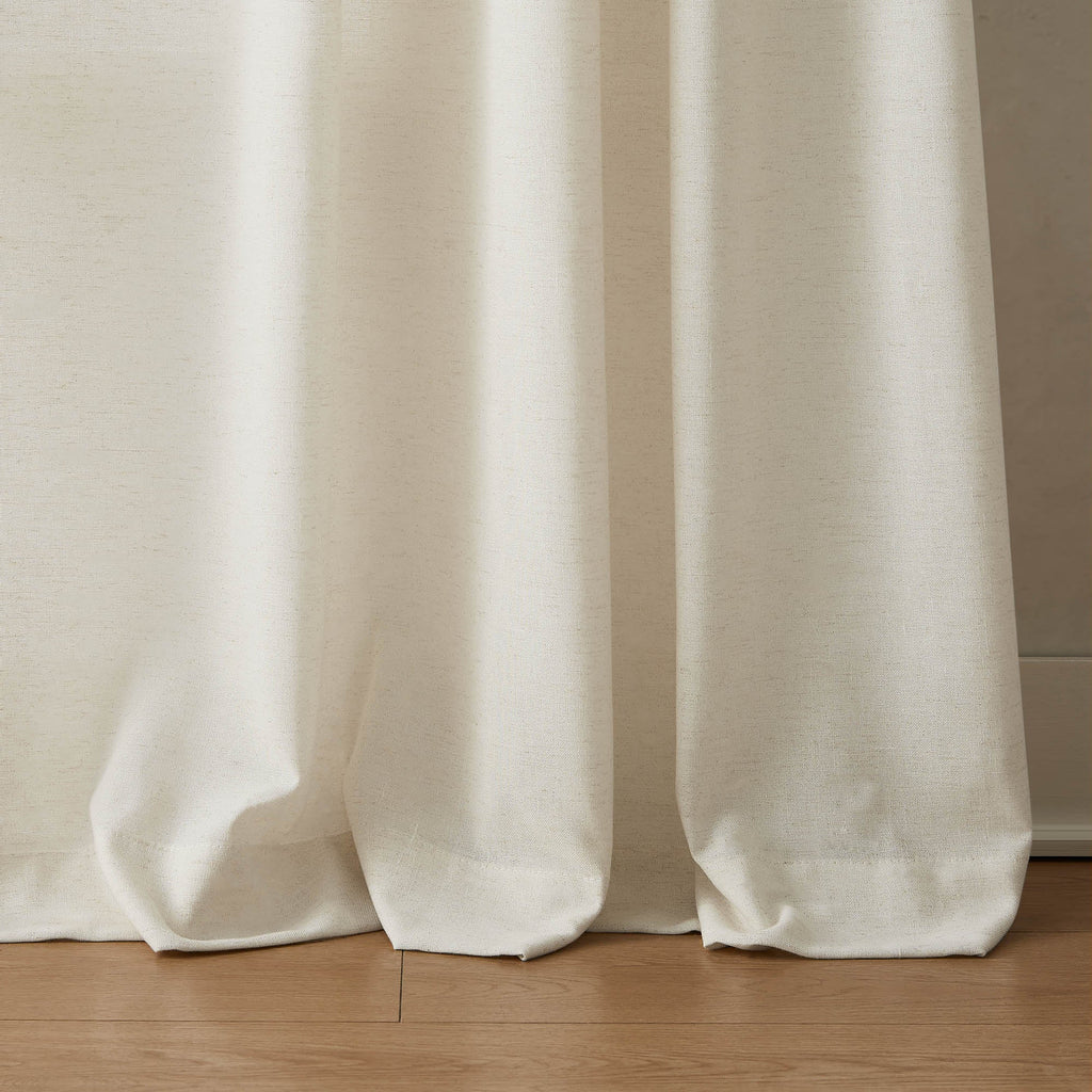 Elvonaeoly Cotton Linen Semi Sheer Curtains