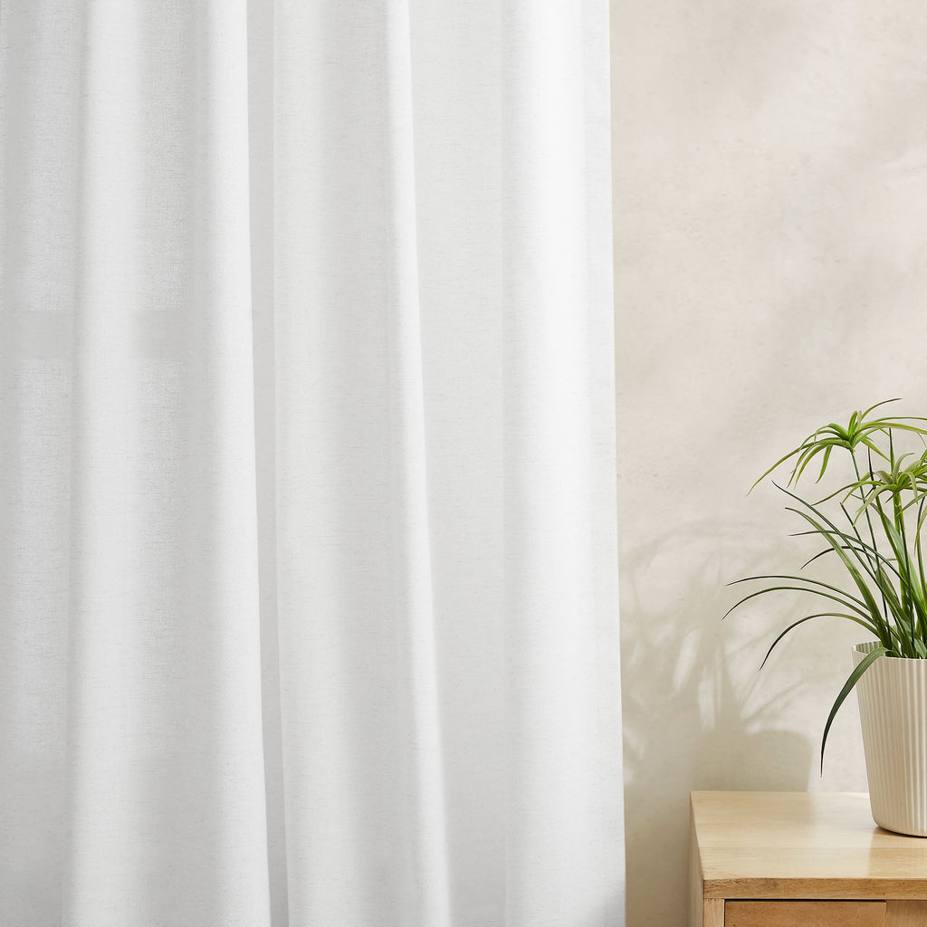 Elvonaeoly Cotton Linen Semi Sheer Curtains