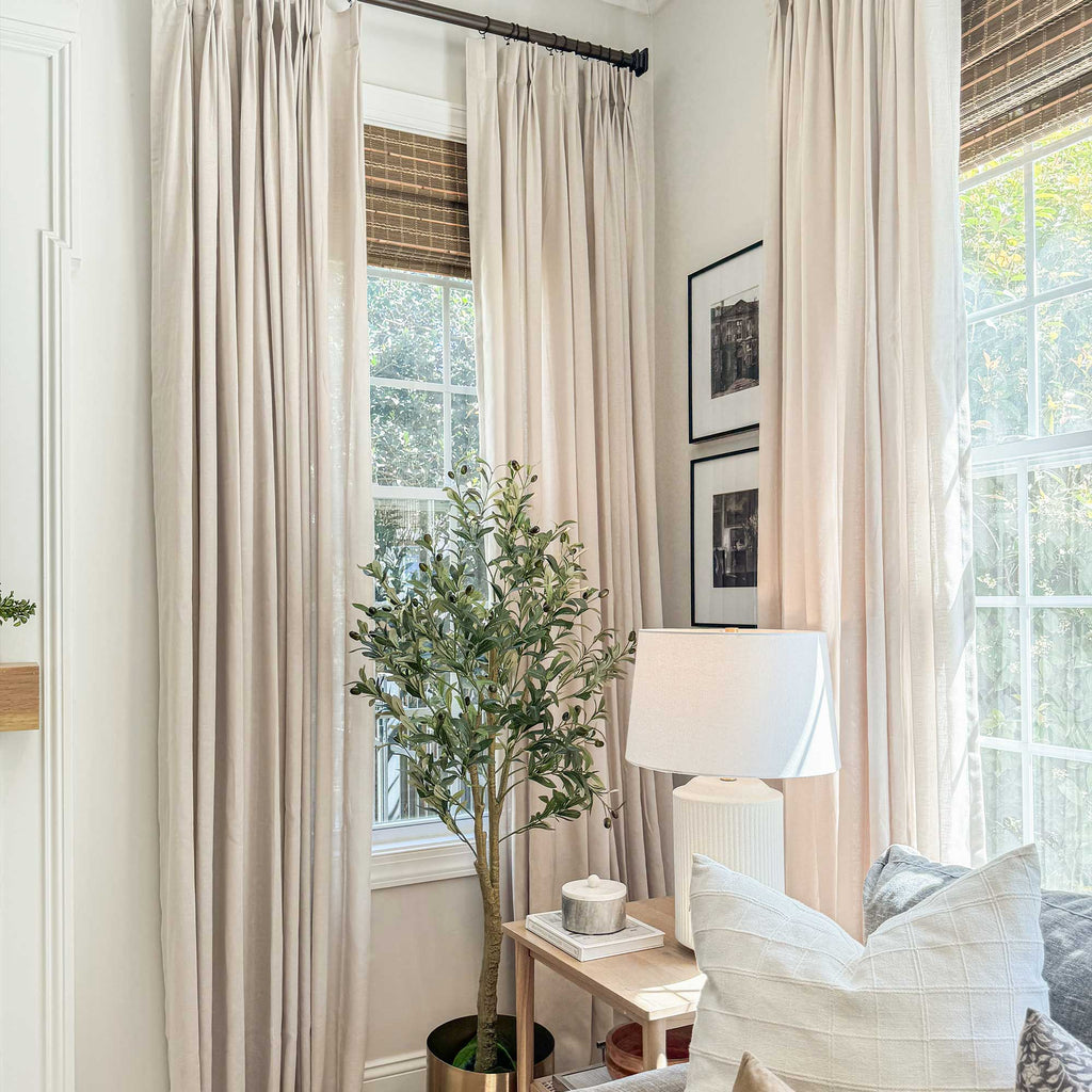 Elvonaeoly Cotton Linen Semi Sheer Curtains