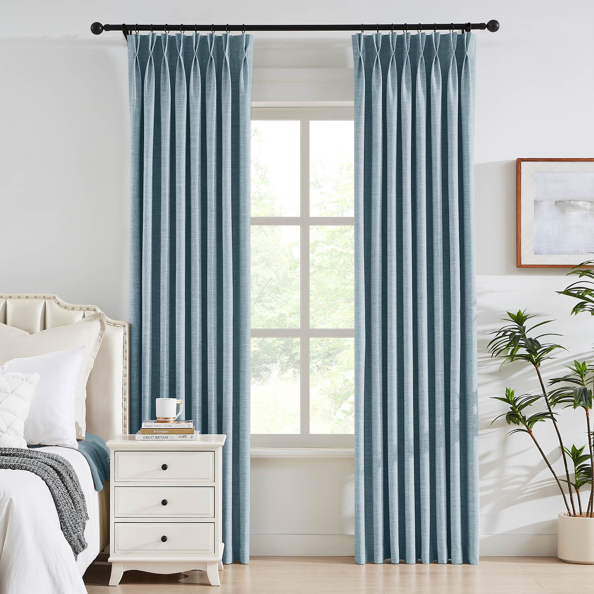 Elvonaeoly 100% White Blackout Curtains