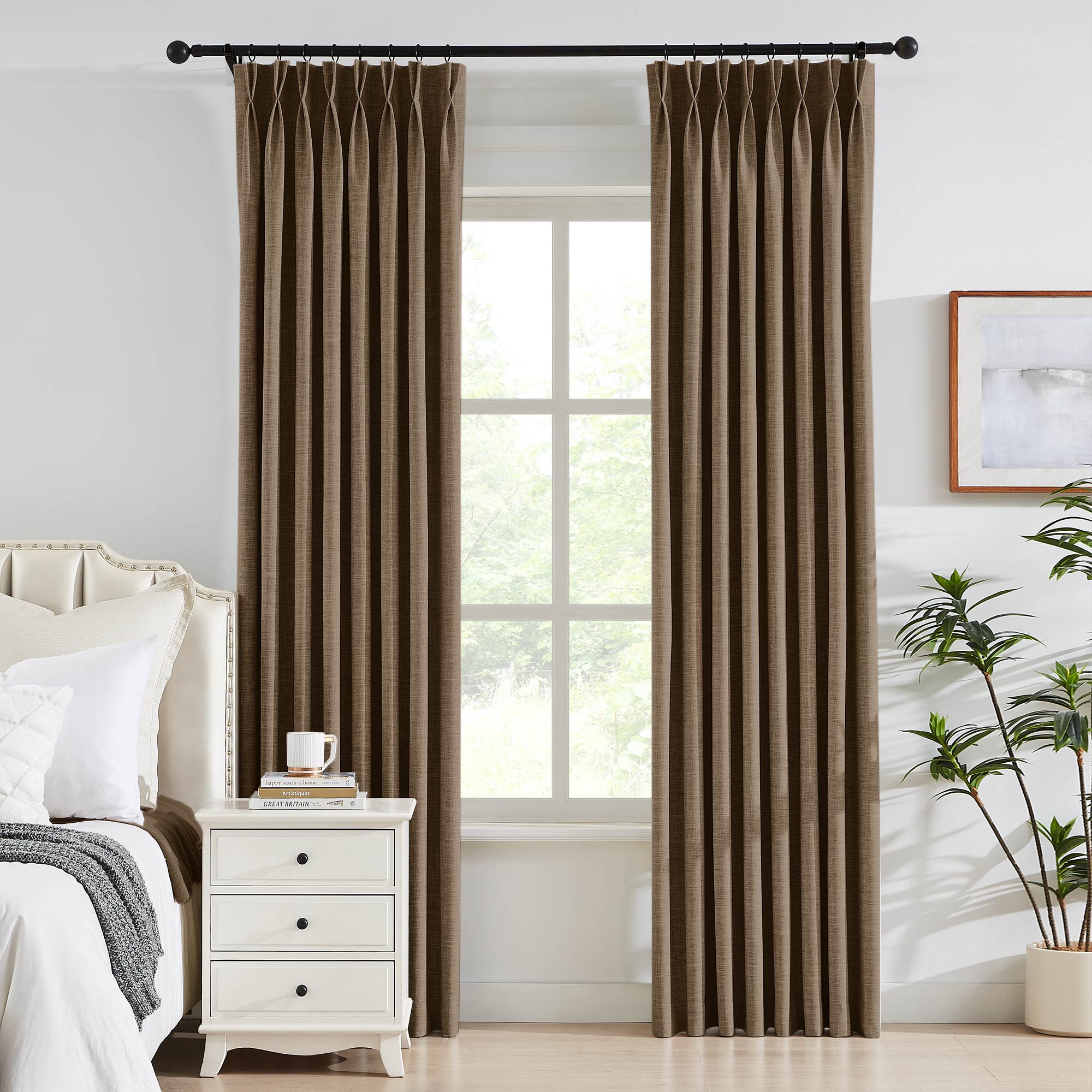 Elvonaeoly 100% White Blackout Curtains