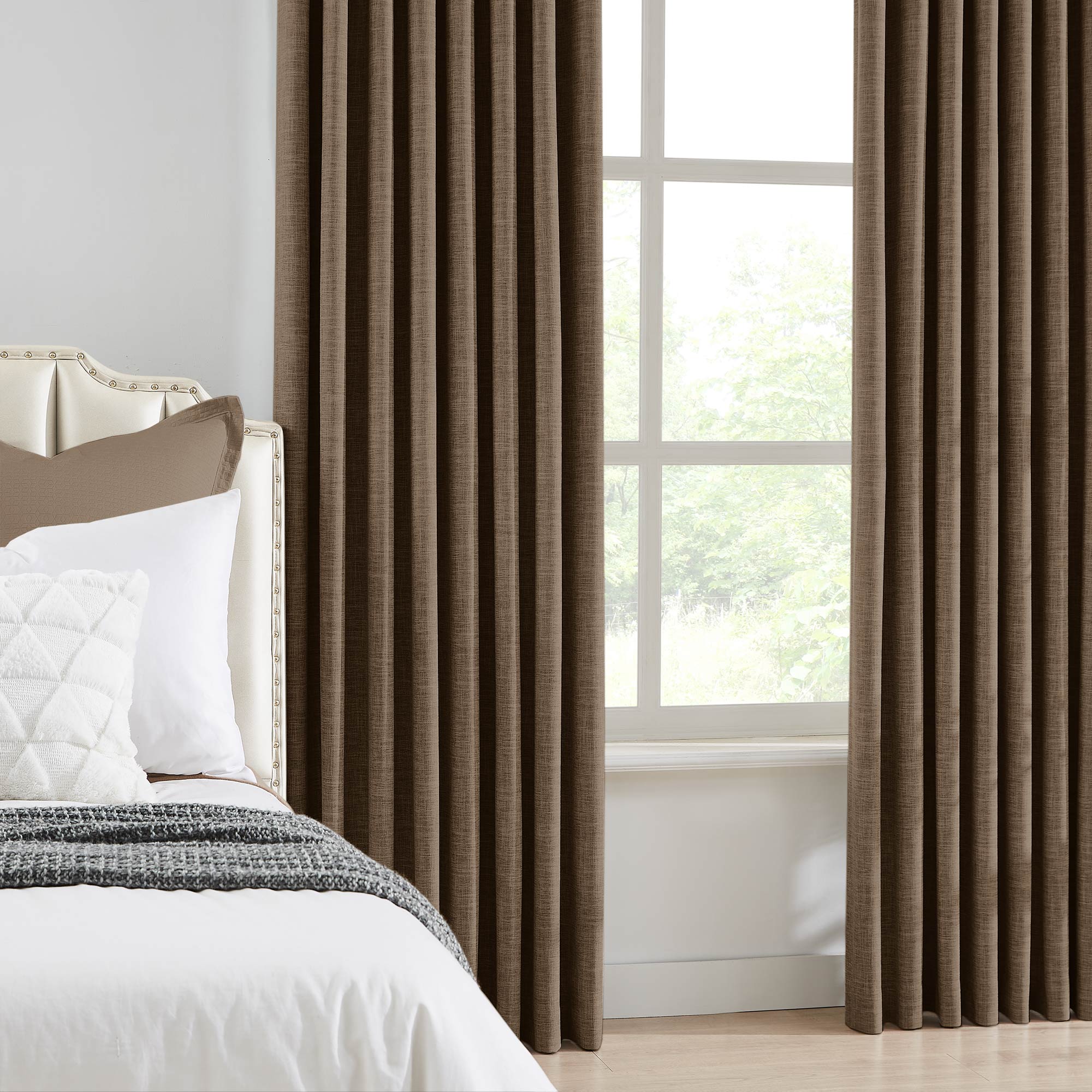 Elvonaeoly 100% White Blackout Curtains