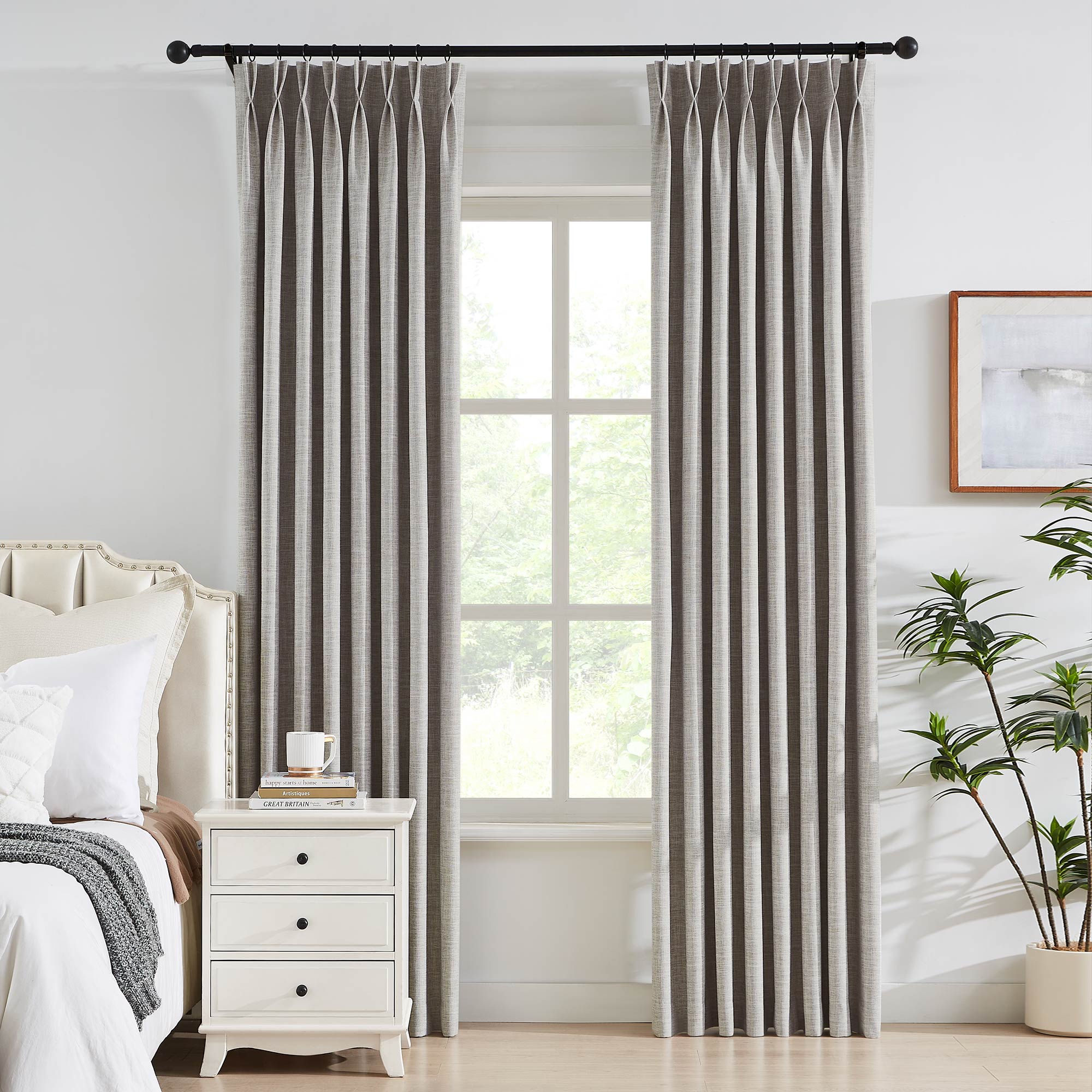 Elvonaeoly 100% White Blackout Curtains